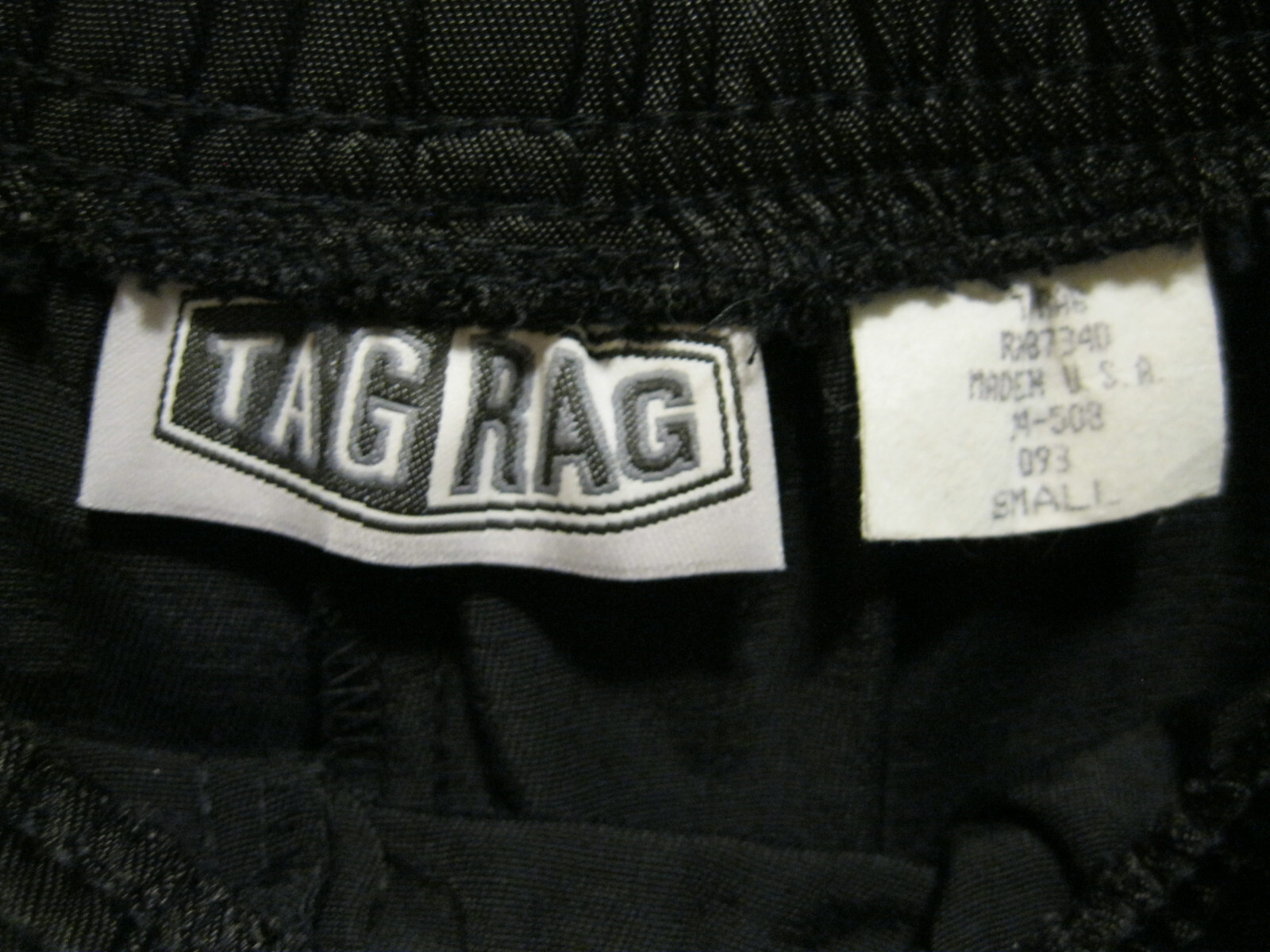 Vintage Tag Rag Pants Black w/white Stripe Size S Runs Large USA