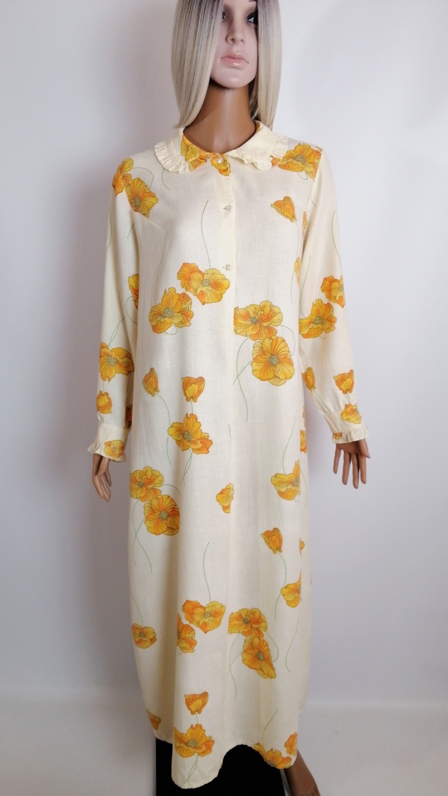 Vintage 70’/ ’80 Beldona Floral House Dress Lounge Gown Modal Cotton EU 40
