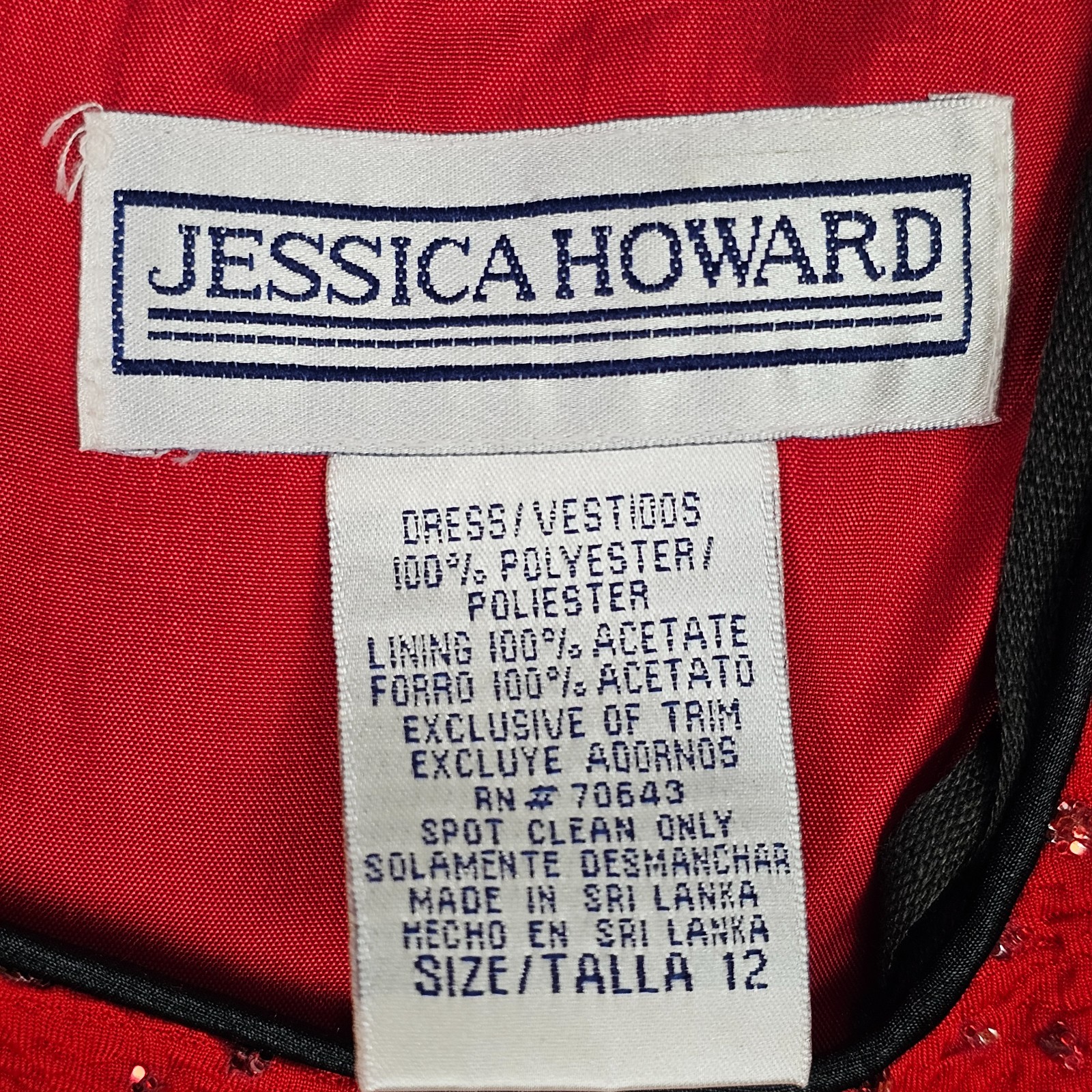 VTG 90s Jessica Howard Womens Dress 12 Red Asian Cheongsam Qi Pao Glitter Sequin