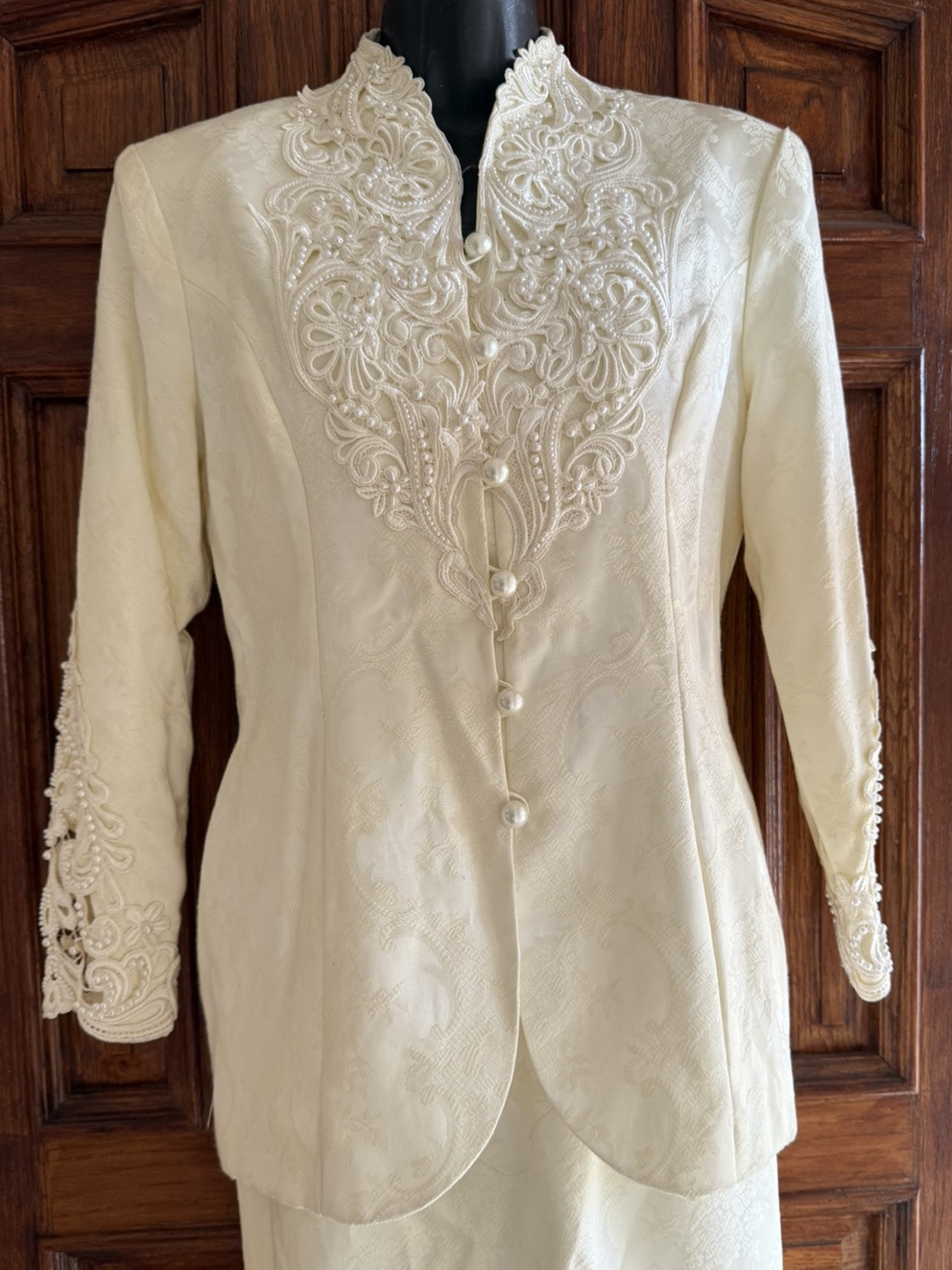 VTg. Jessica McClintock Bridal Suit Small Cottagecore Wedding Ivory Jacquard