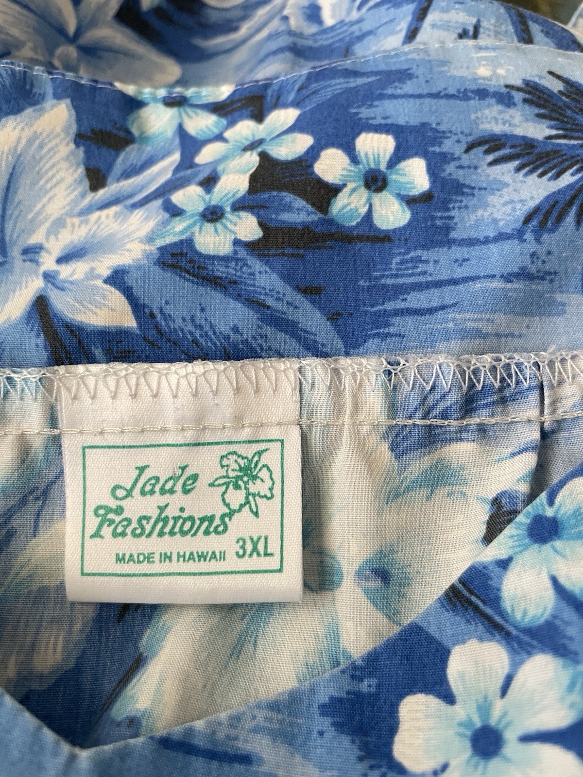 Vint Jade Fashions Made in Hawaii Dress 3XL Empire Tiered Blue Hawaii Hostess
