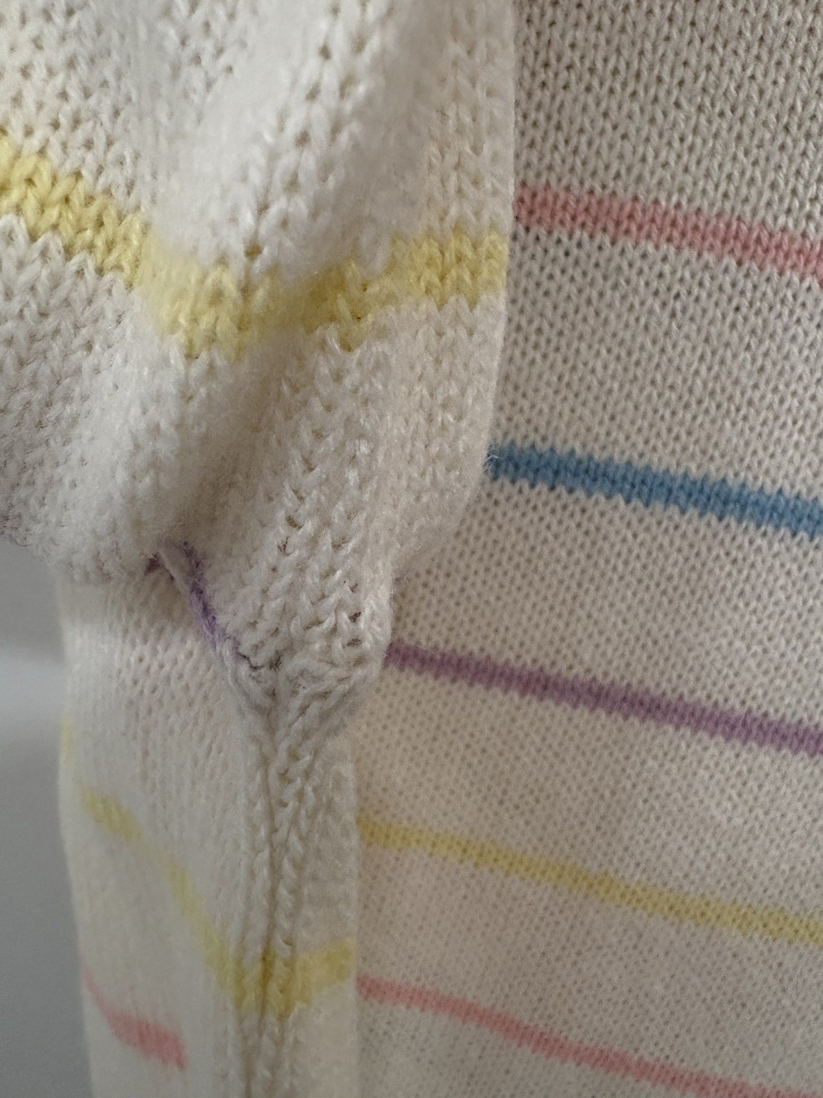 Vintage 80s Cream Pastel Stripe Knit Gardner USA Made Sweater