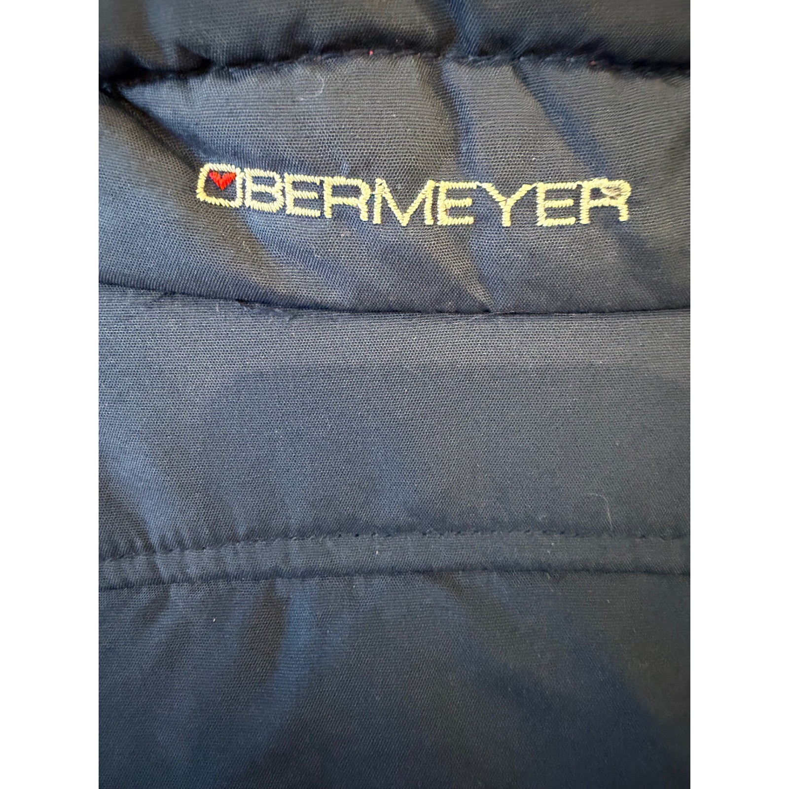 Vtg 80s Obermeyer Panther Down Puffer Ski Jacket Navy Blue Red Womens 14 Preppy