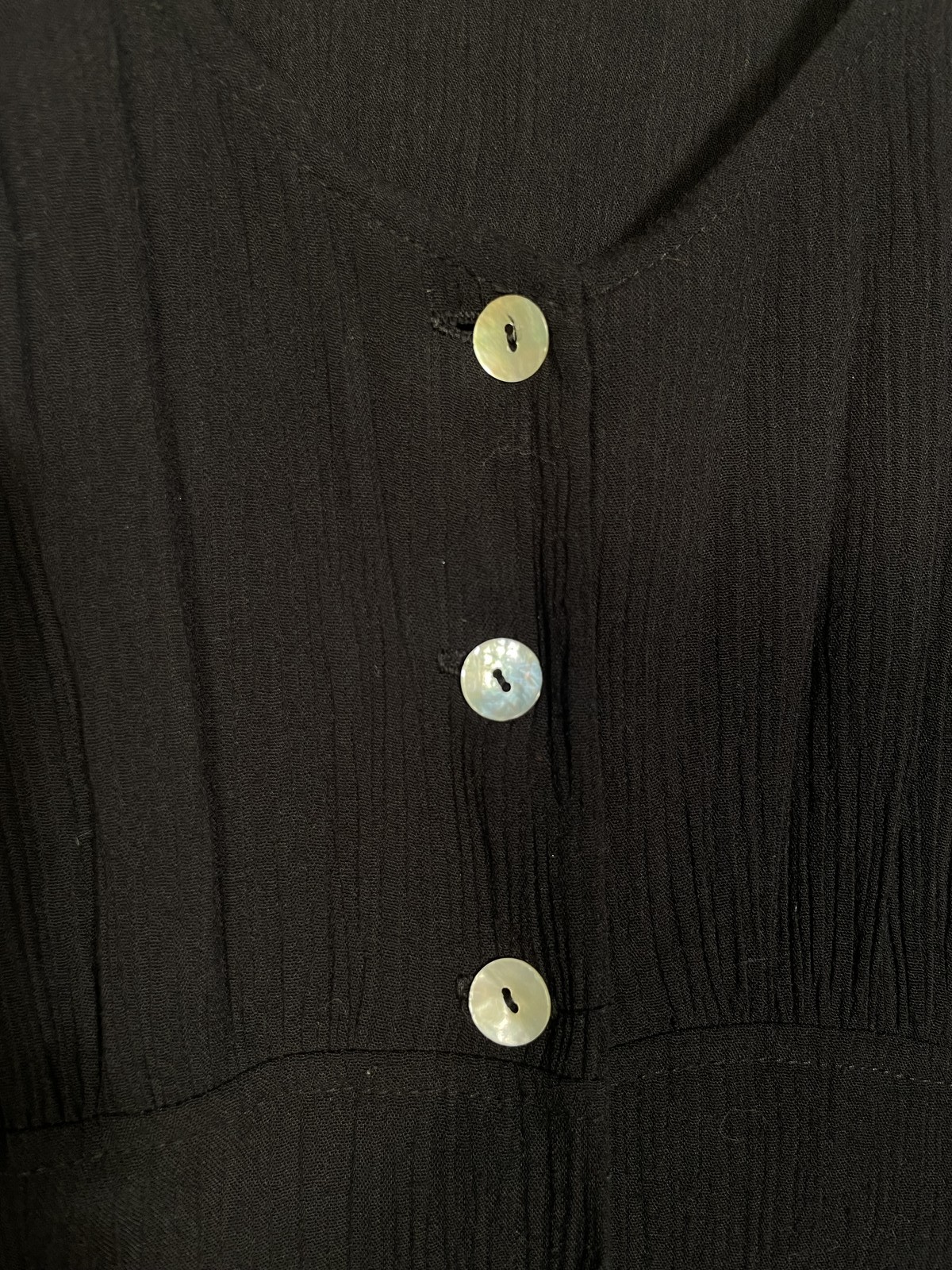 Vintage 1990s Button Front Black Midi Dress Made In USA Size M