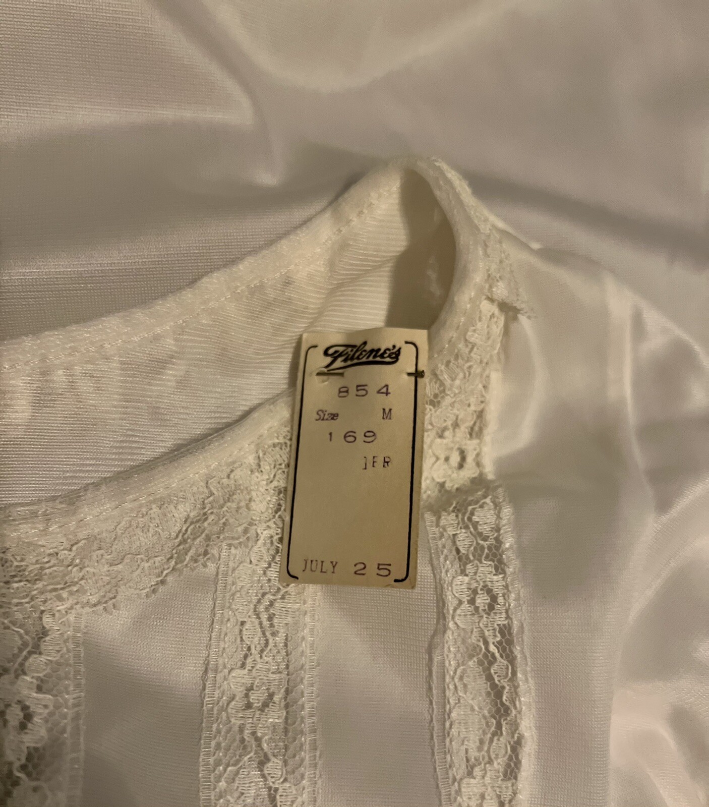 Vintage 1960’s White Nylon Nightgown Lace Short Sleeves NEW w/original tags S/M