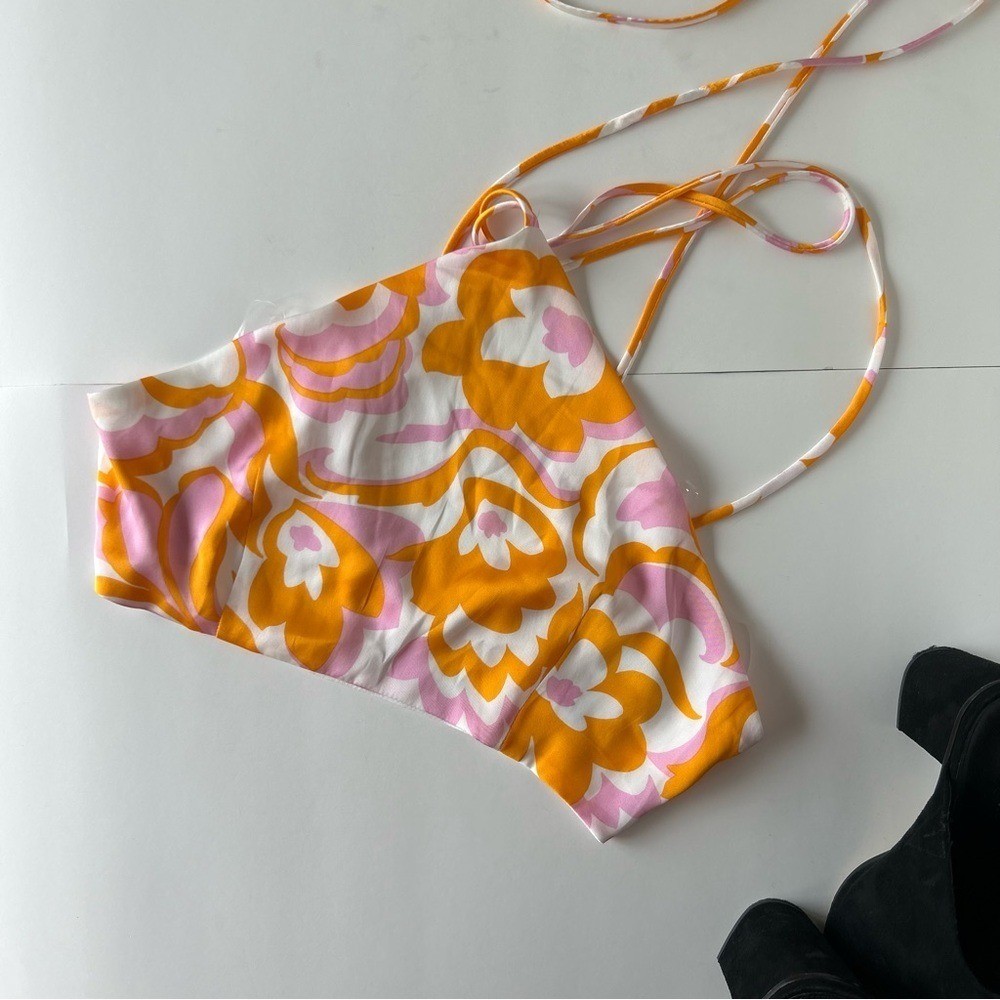 Lumiere pink and orange 70s inspired halter