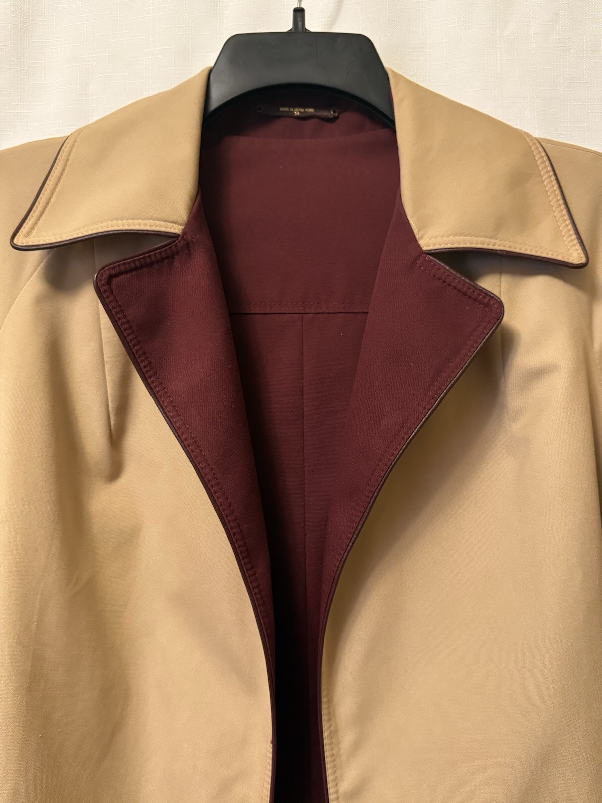 Vintage Eitenne Aigner Women’s 14 Reversible Car Coat Tan & Burgundy Hong Kong