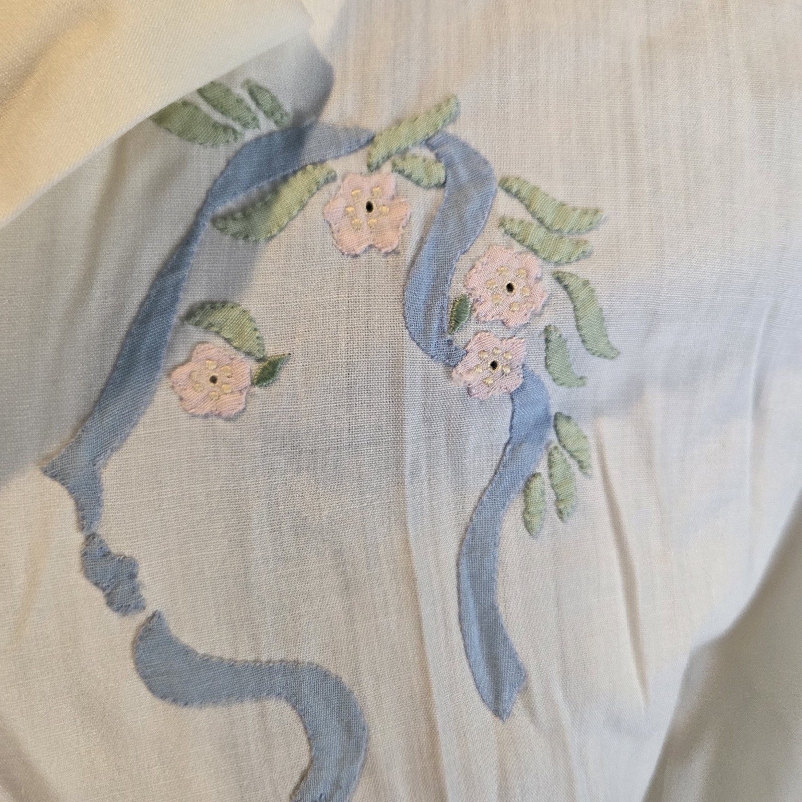 40s 50s VTG Cotton Belted Embroidered White Dress Sz Med 24 In Waist