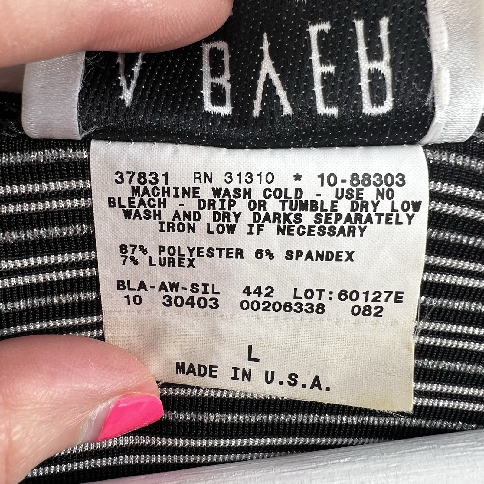 Vintage Y2K 90s Large Cardigan Single Button Metallic Striped Black White USA