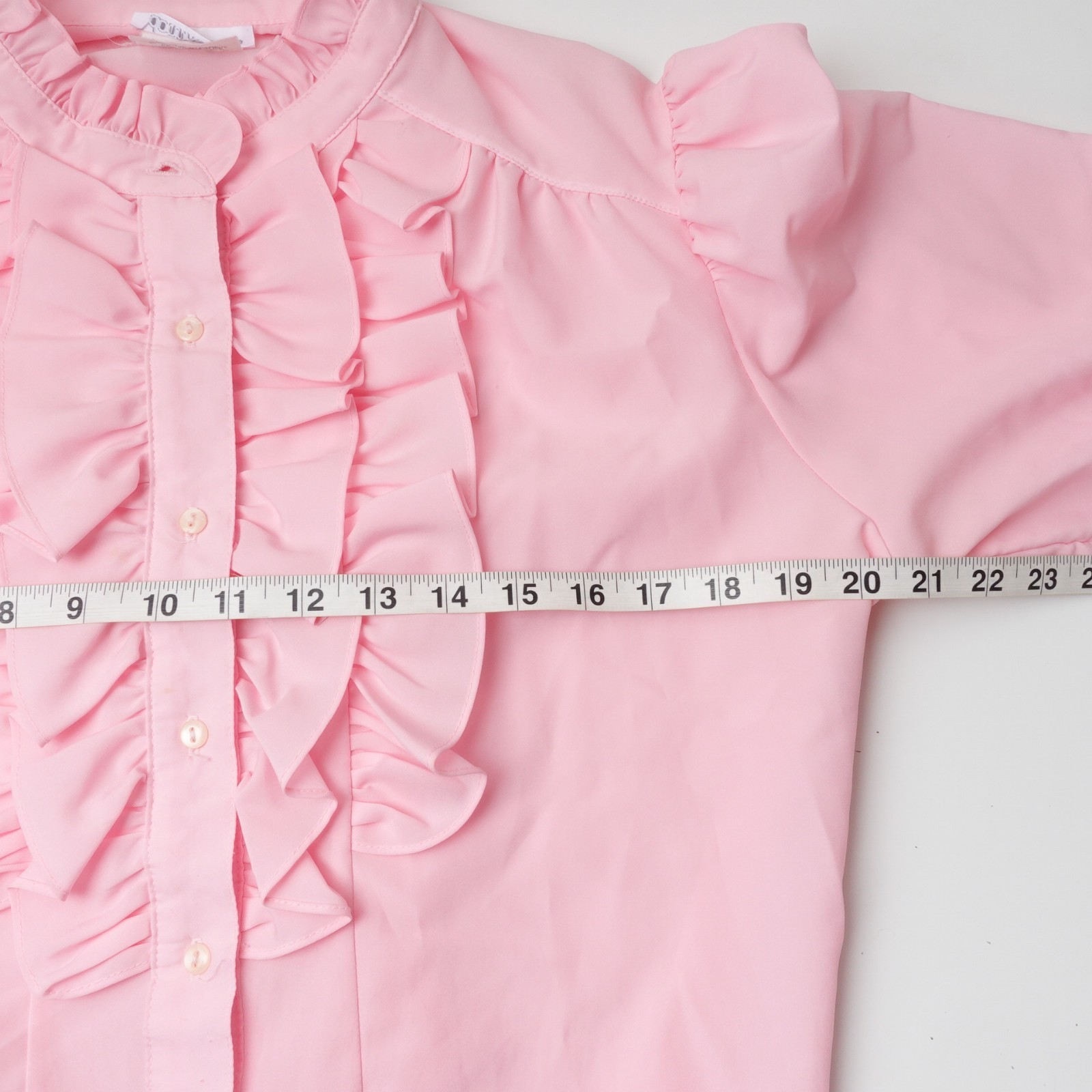 Vintage Donn Kenny Womens Large Ruffle Long Sleeve Button Modest Granny Pink