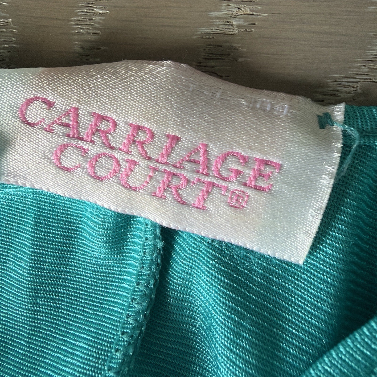 VTG 70s Carriage Court Aqua Teal Embroidered Sleeveless Nightgown Cottage Core L