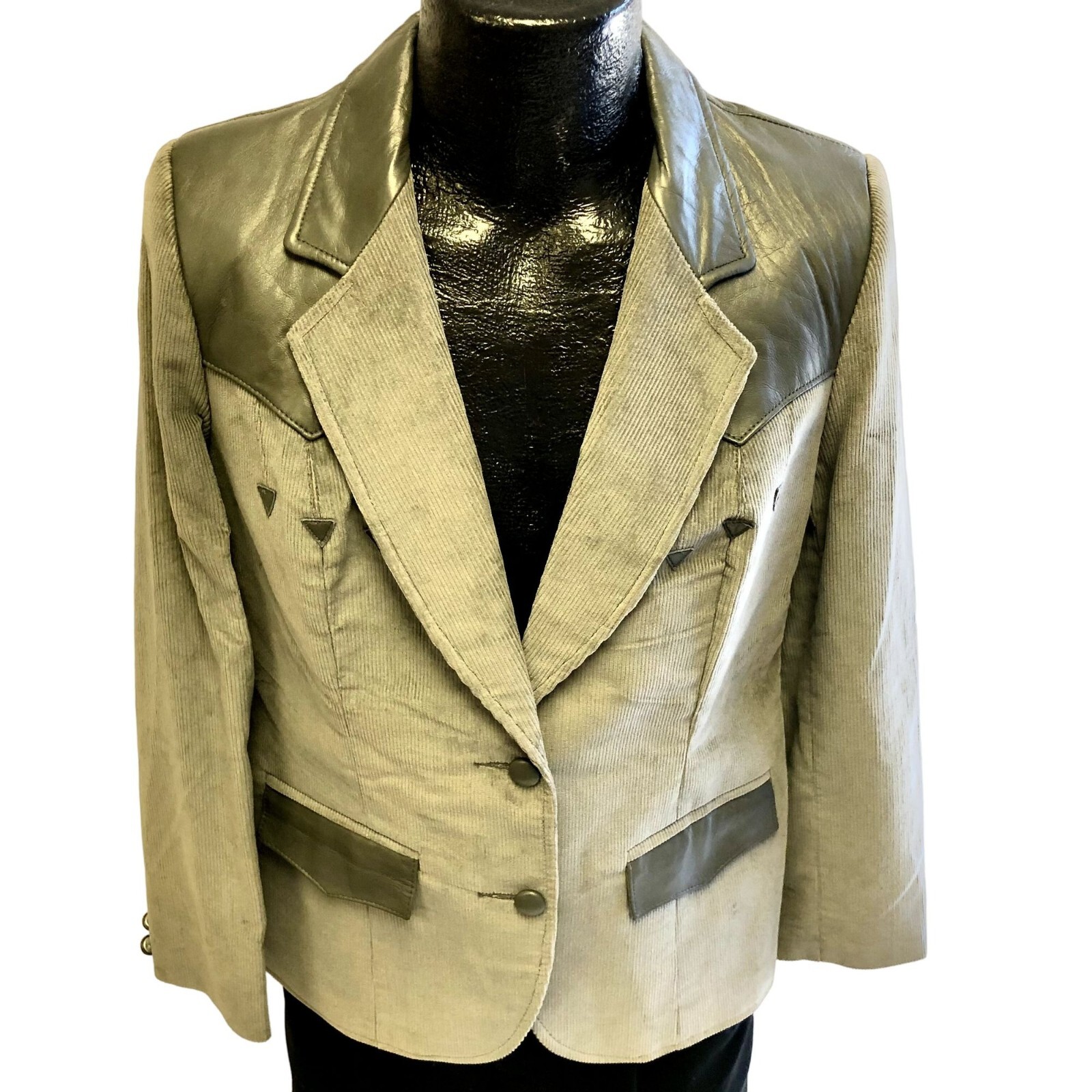 NOS Vtg Pioneer Wear SHEEP SKIN Leather Cowboy Jacket Western Corduroy Blazer 14