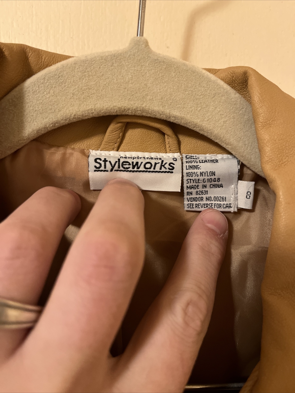 Styleworks Leather Pant/Jacket Suit Women’s Size 8 Tan Brown 80s/90s