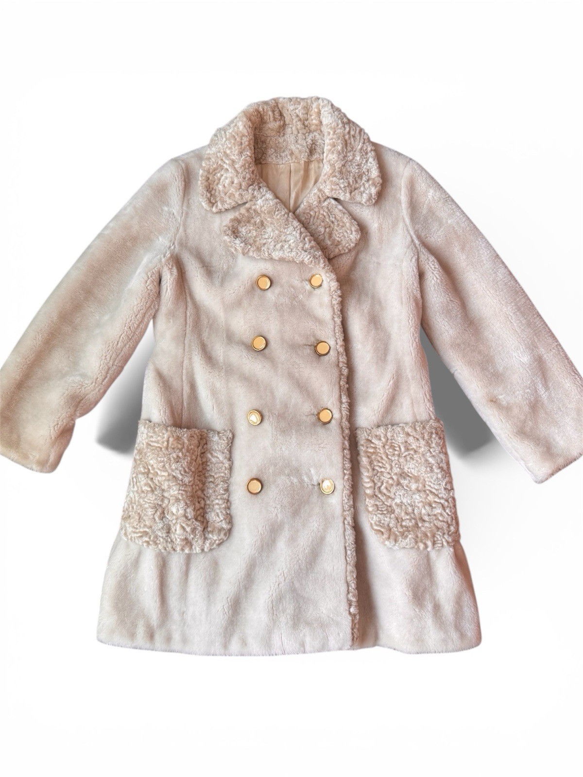 Vintage 60’s Borgana Faux Fur with Pockets Coat Jacket Women’s Size S