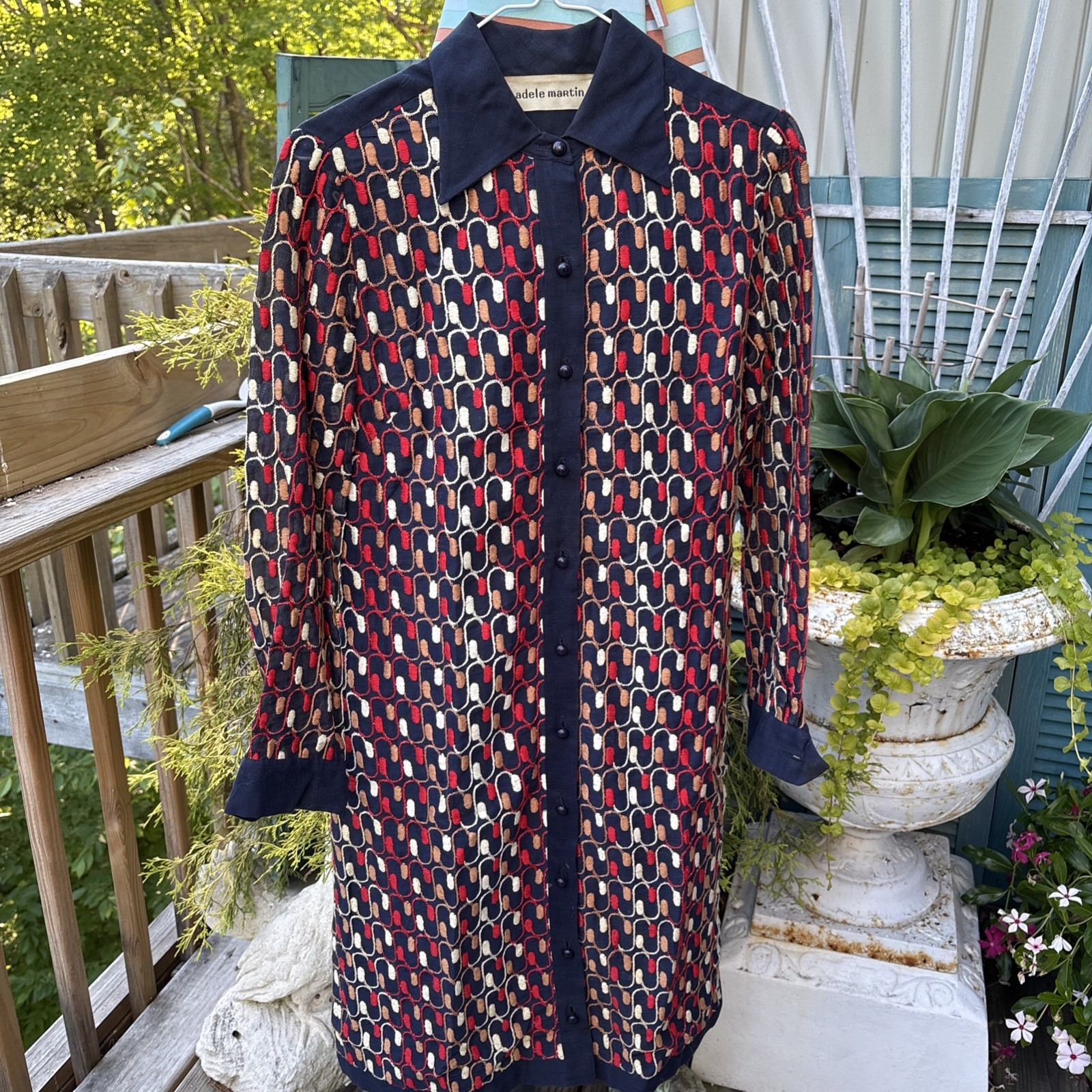 Adele Martin 1960’s Dress Long Sleeved Embroidered Woven Colorful XS