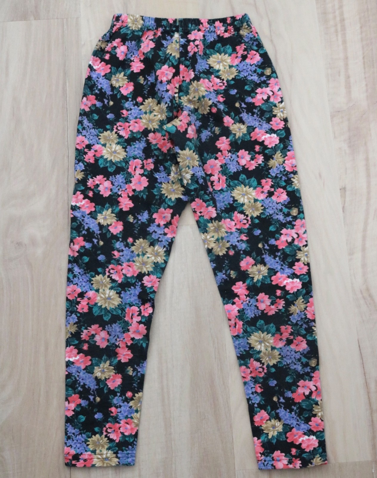 EUC Women’s Vintage Workout Spandex Floral USA Made Leggings Size Small 80s 90s
