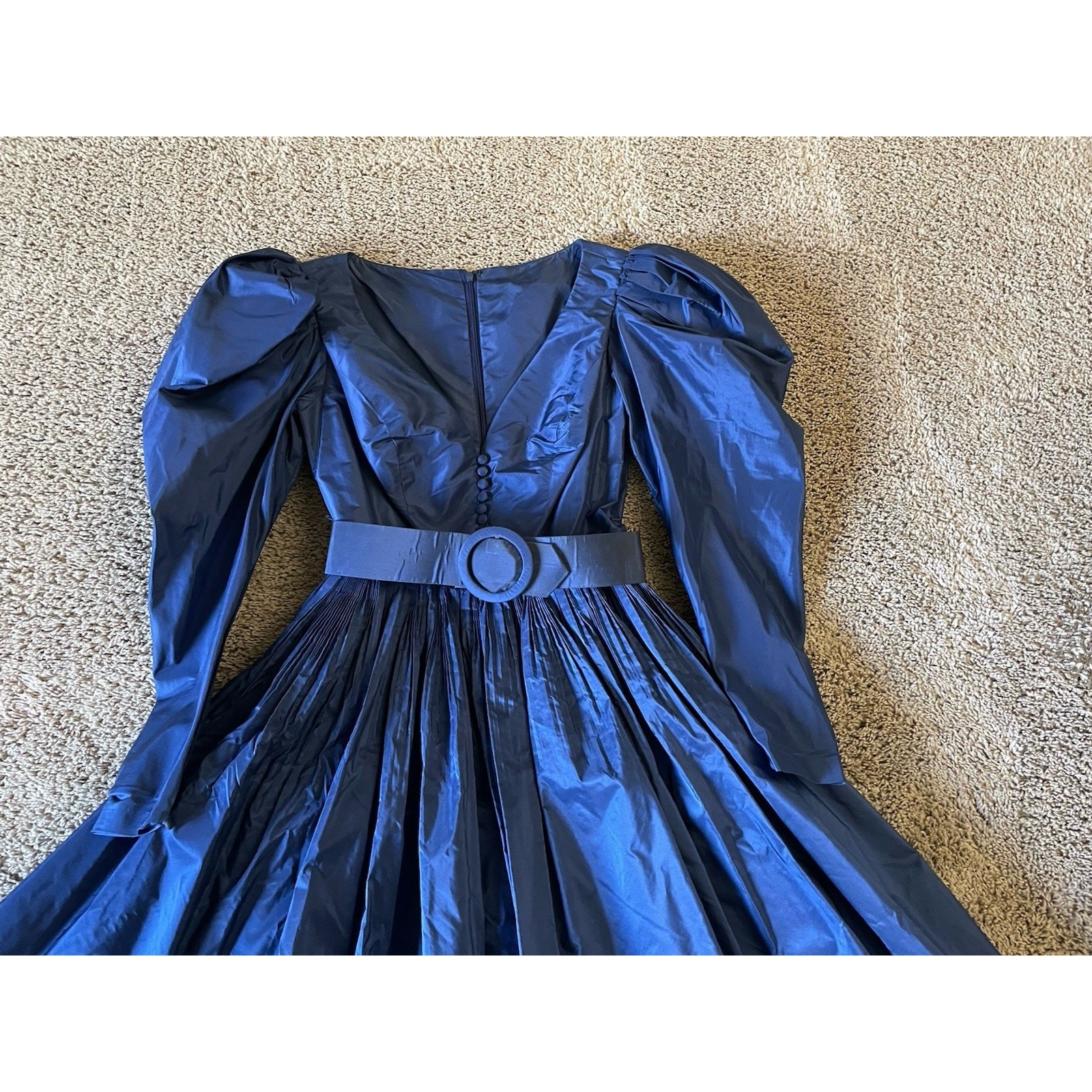 Vintage 80s Puff Sleeves Taffeta Full Skirt Prom Party Dress Jill Richards Sz 6