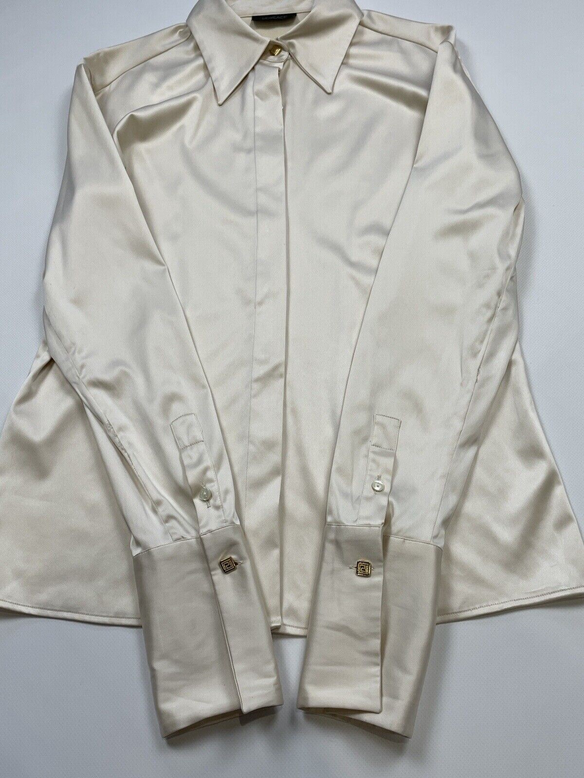 Vintage Versace Classic V2 Silk Shirt Ivory Blouse Top Size 44