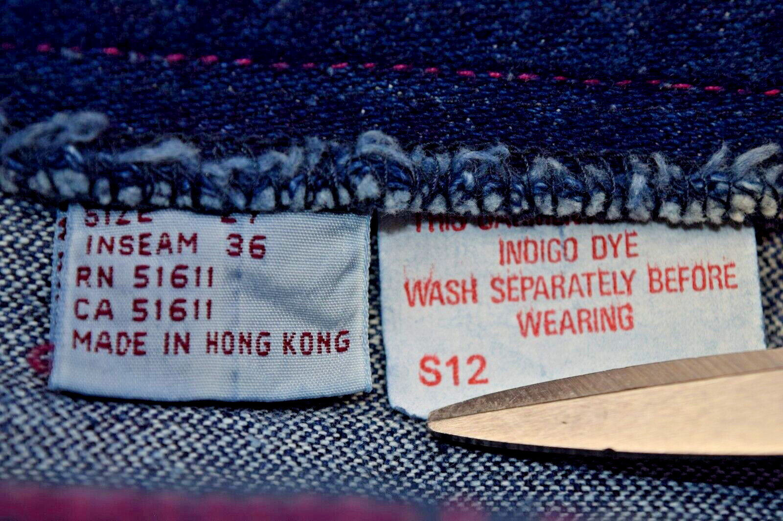 Vintage Sergio Valente Jeans Size S/M 70s Dark Wash Pink Stitch Straight Leg NWT