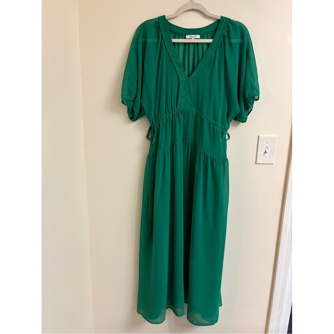 Madewell Sheer V-Neck Dolman Sleeve Maxi Dress medium Verdant Green flowy femini