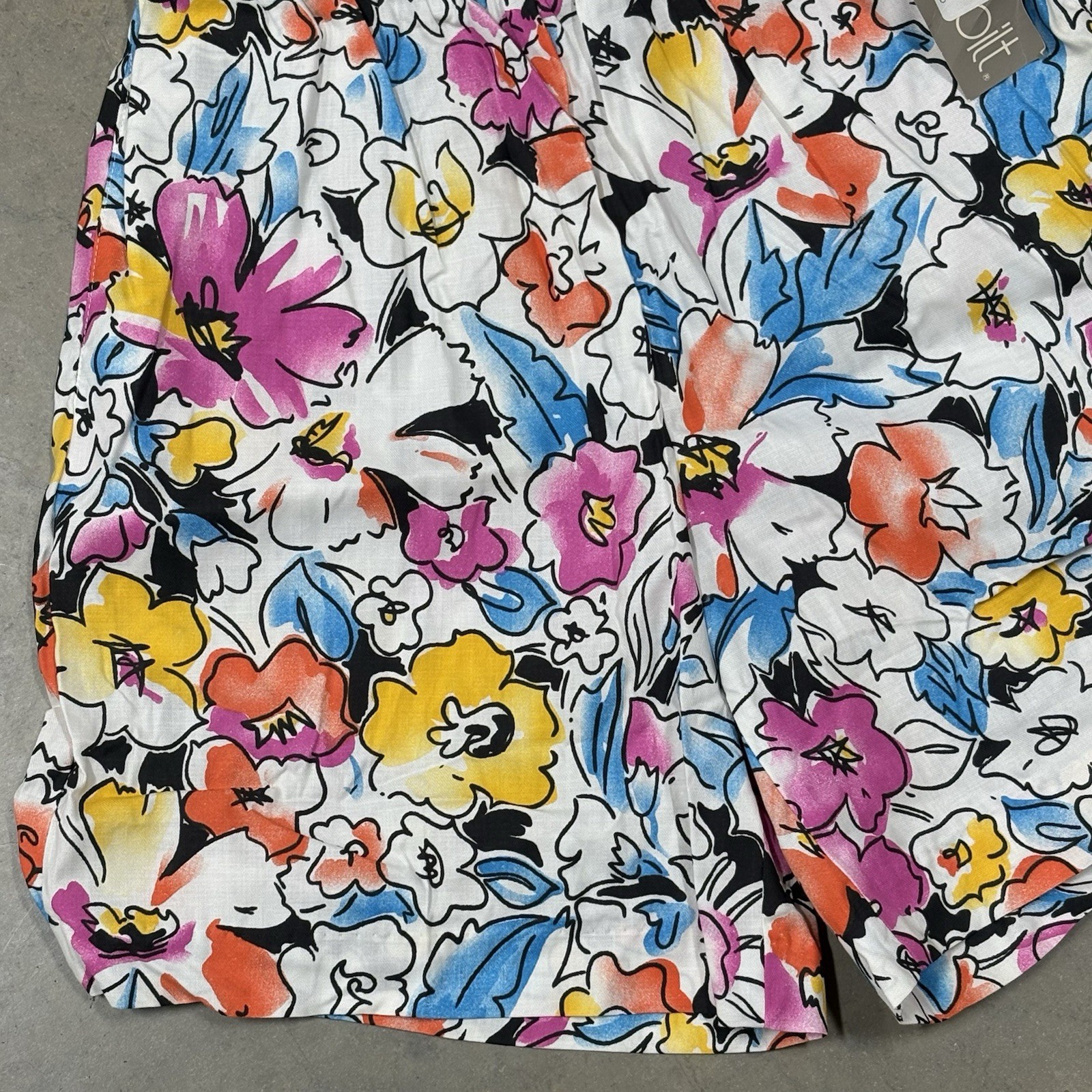 Vtg 1980s Bright Floral Shorts M Wide Elastic Band Colorful NWT Totally 80s Long