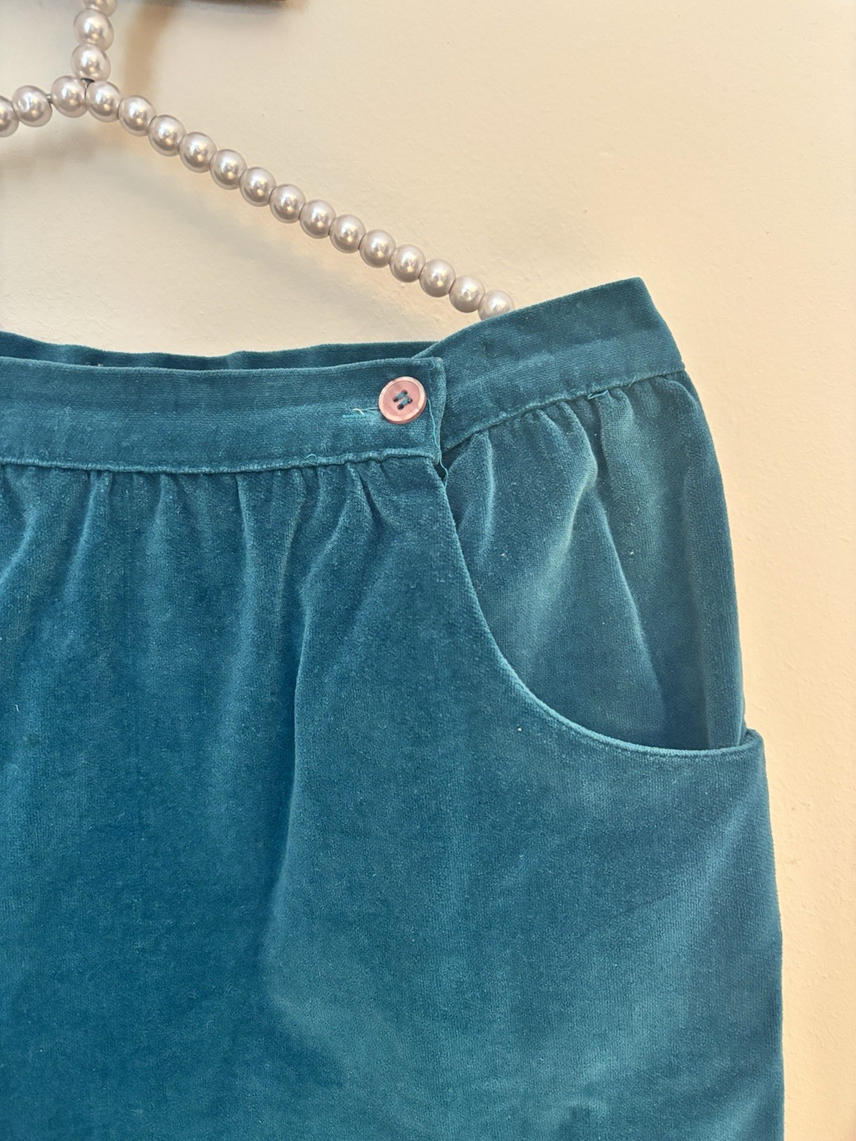 Vintage Sears Jr Bazaar Size 13 Teal Velvet Velour Skirt Retro