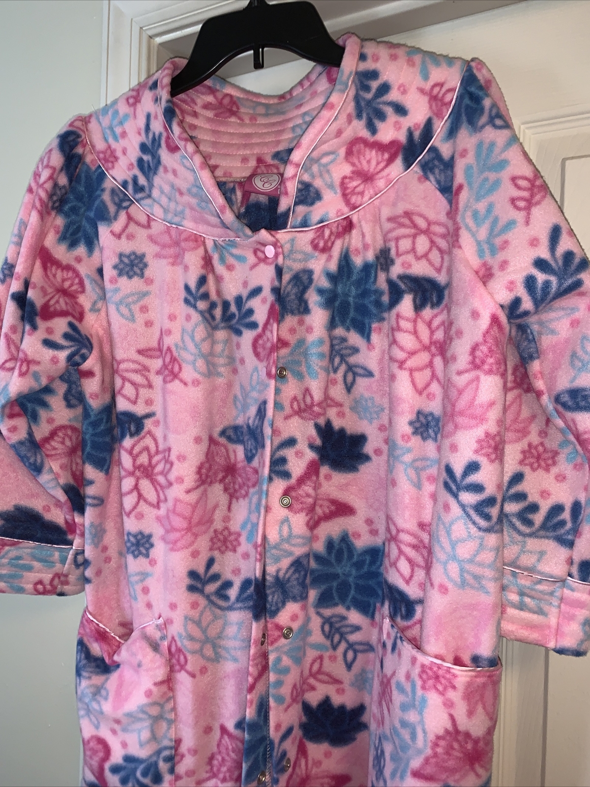 VINTAGE Carols Collection I Love Lucy Butterfly Floral MooMoo Robe Sz L ❤️tb5m11