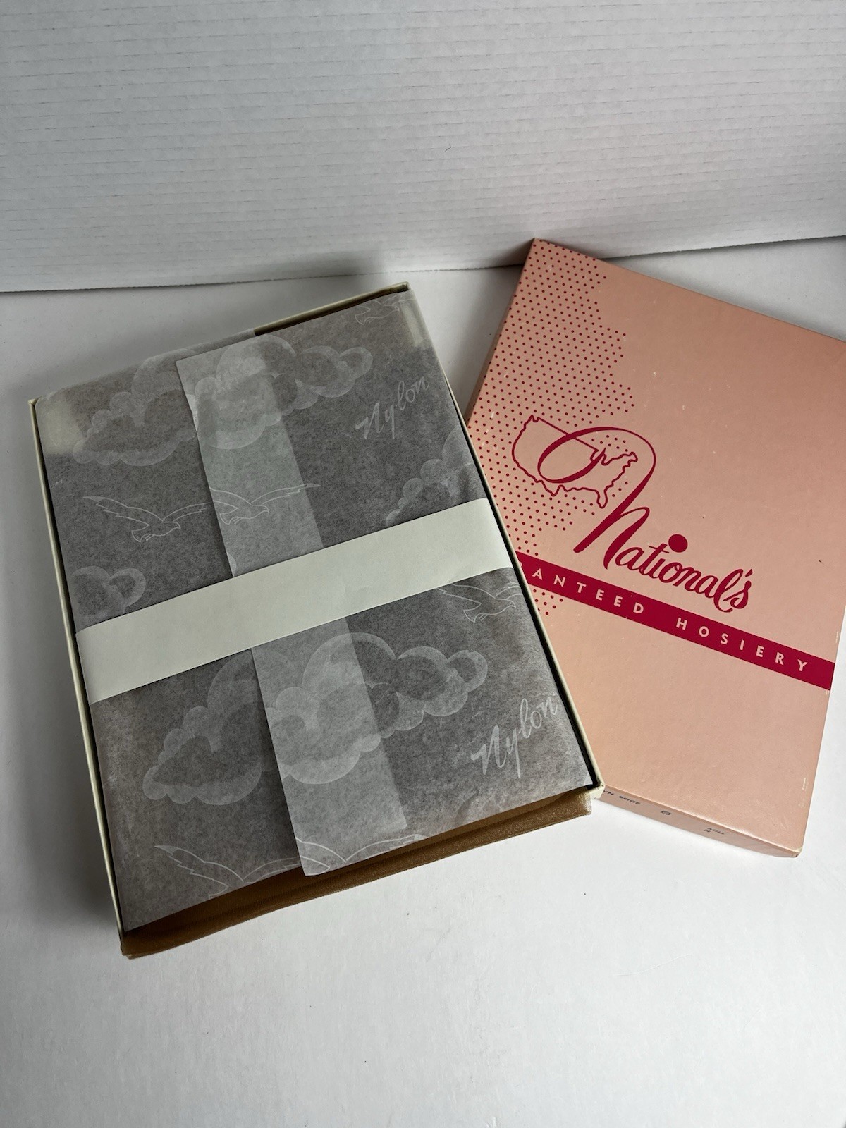 Vintage 100% Nylon Seamless Stockings NATIONAL’S CAN’T RUN Brown Beige M2 3pr