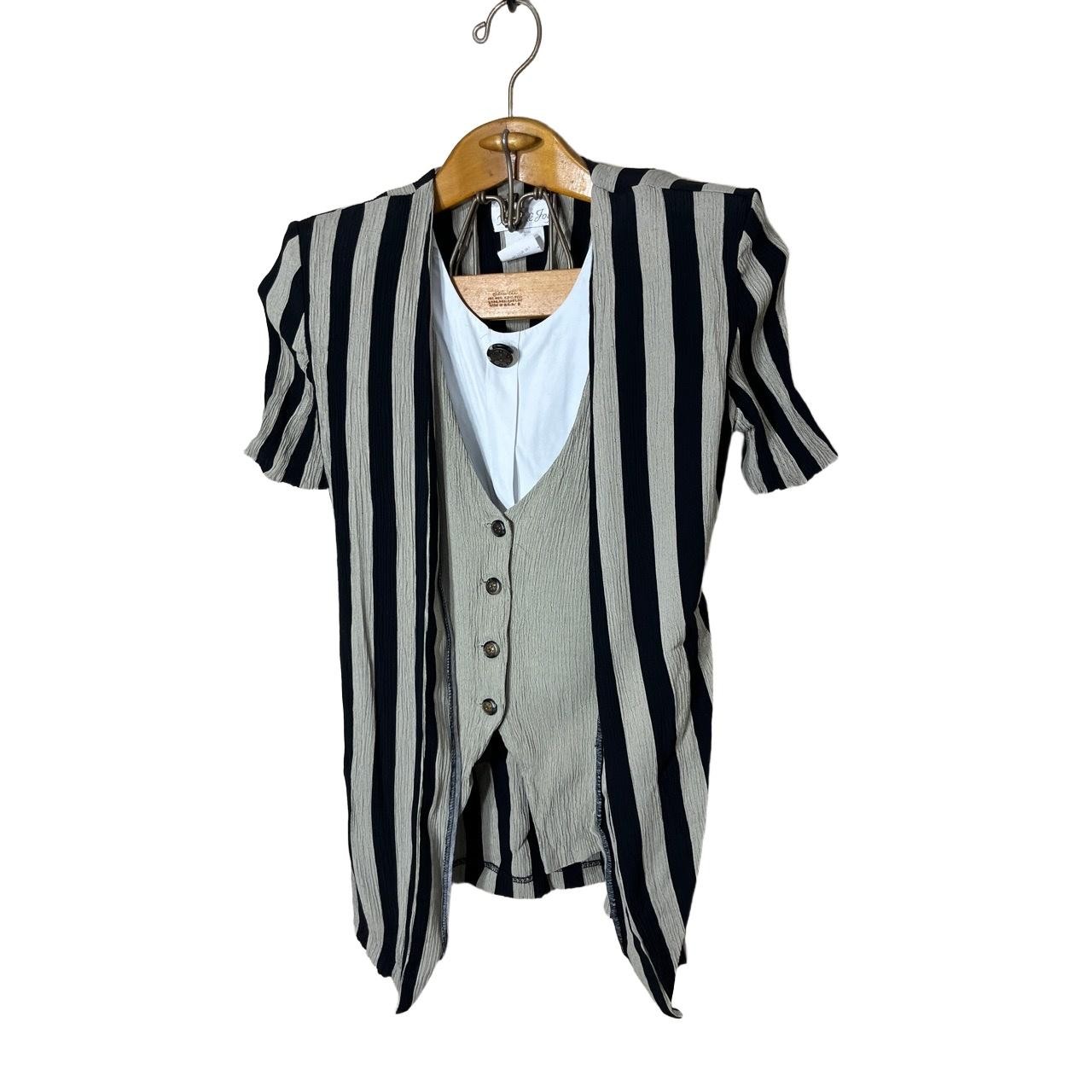 Pride And Joy Pant Set Size 10 Black Striped 3 Button Vest Layered Look Vintage