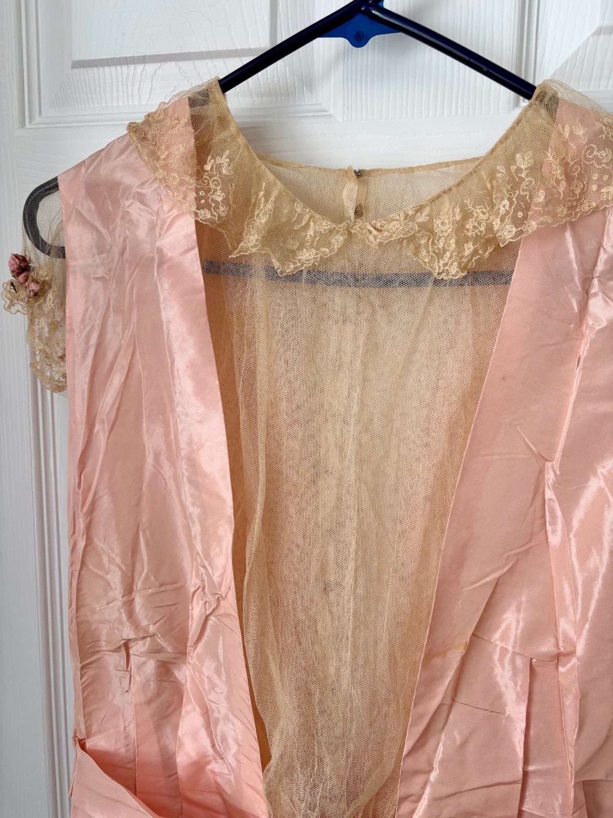 Antique c1915 Pink Silk Taffeta Lace Bodice Blouse Edwardian Fashion Titanic Era