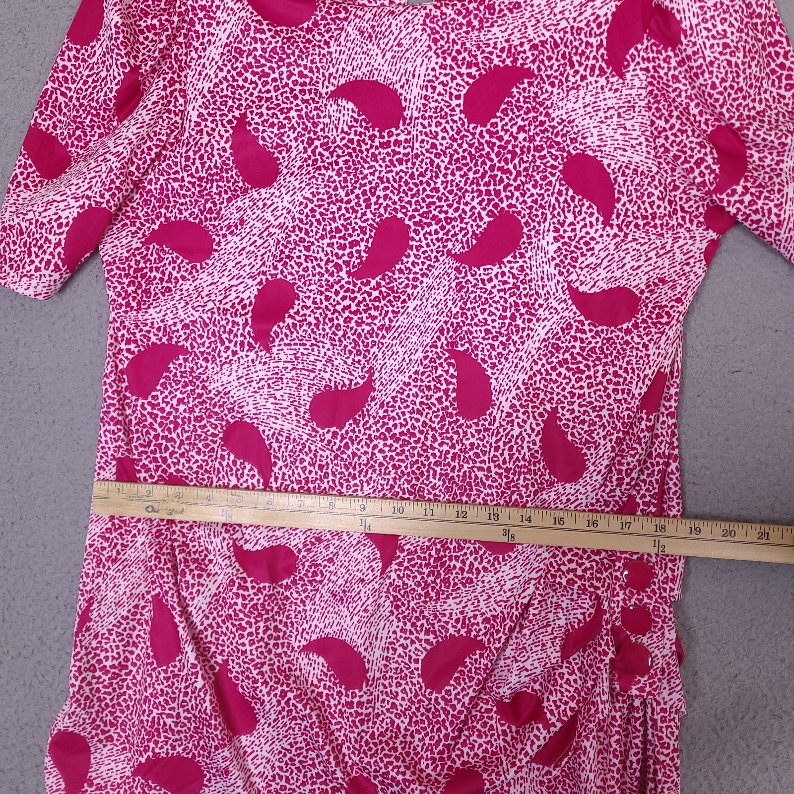 Vintage 80s Glamax Women’s Dress Size 15-16 Fuchsia Pink white
