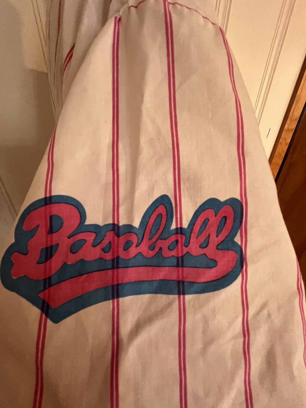 Vintage 90s Esleep Shirt One Size Fits All Baseball Pink Striped Baseball