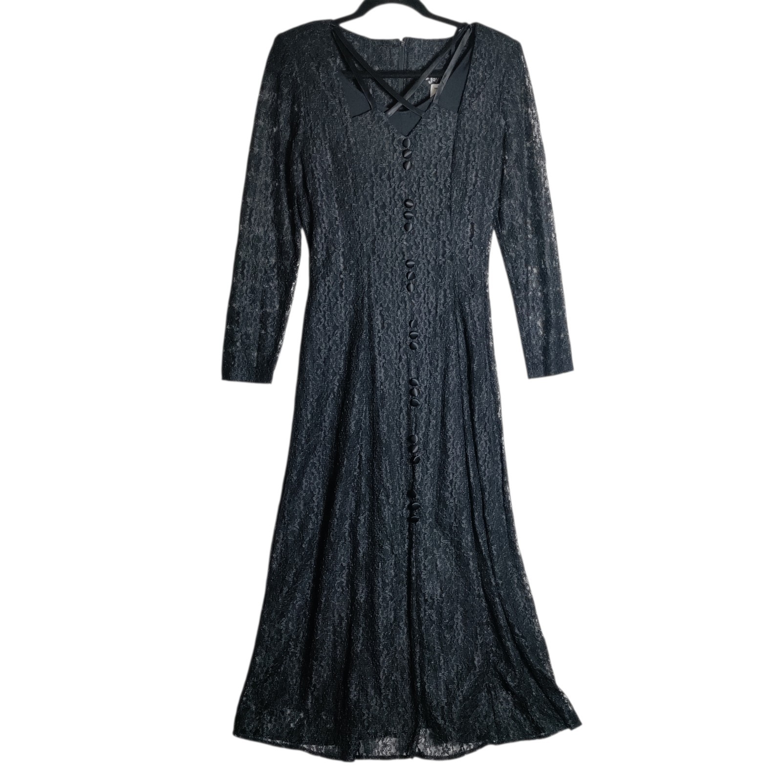 Vintage Dawn Joy Dress Black Lace Size 9/10 Gothic Whimsigoth