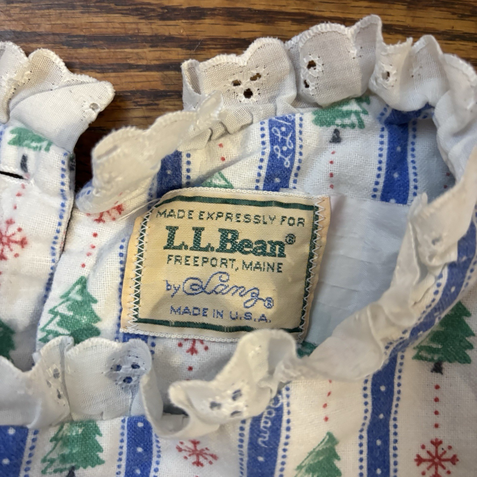 Vintage LL Bean Lanz Long Night Gown Granny core Christmas Snow Ruffles
