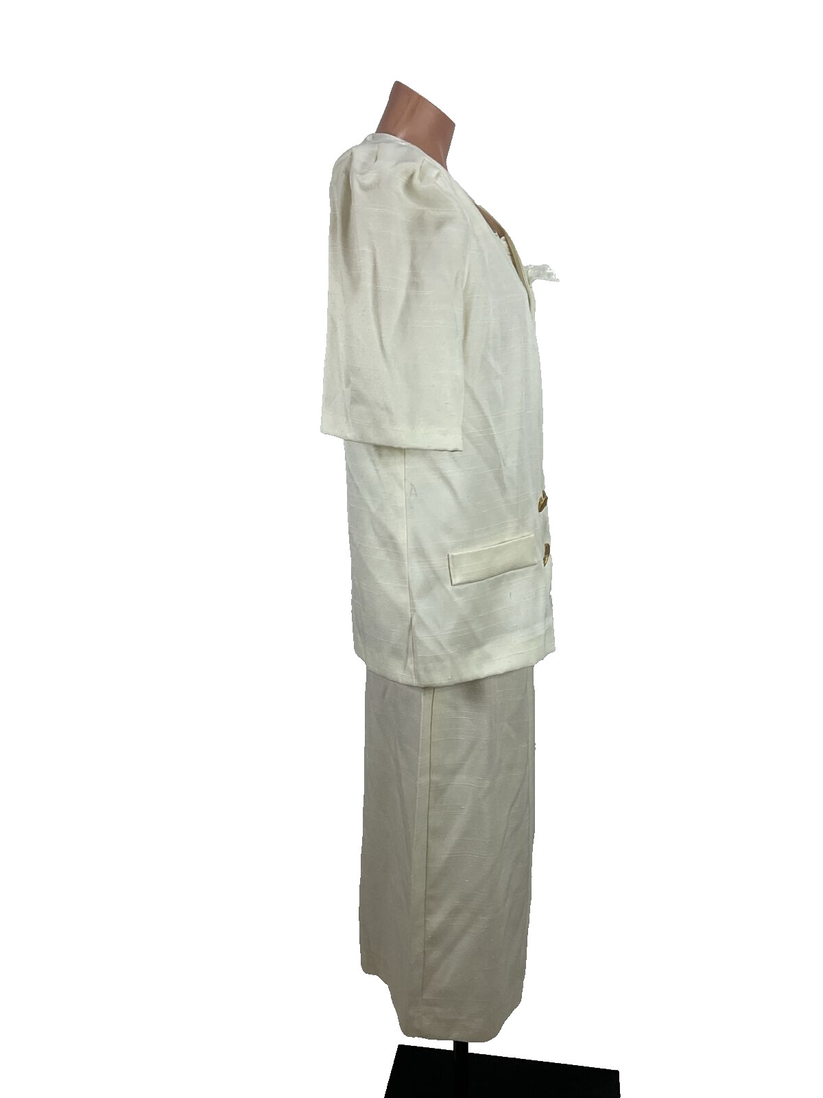 LORAC ORIGINAL Vintage Skirt Suit NWT Linen Like Puffy Shoulder Sleeve UNIONMADE