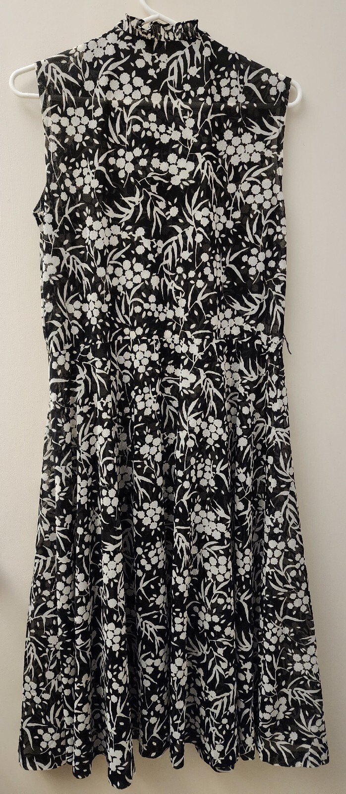 VTG Lady Carol Of New York Sheer Sleeveless Floral Black & White Dress Size 12