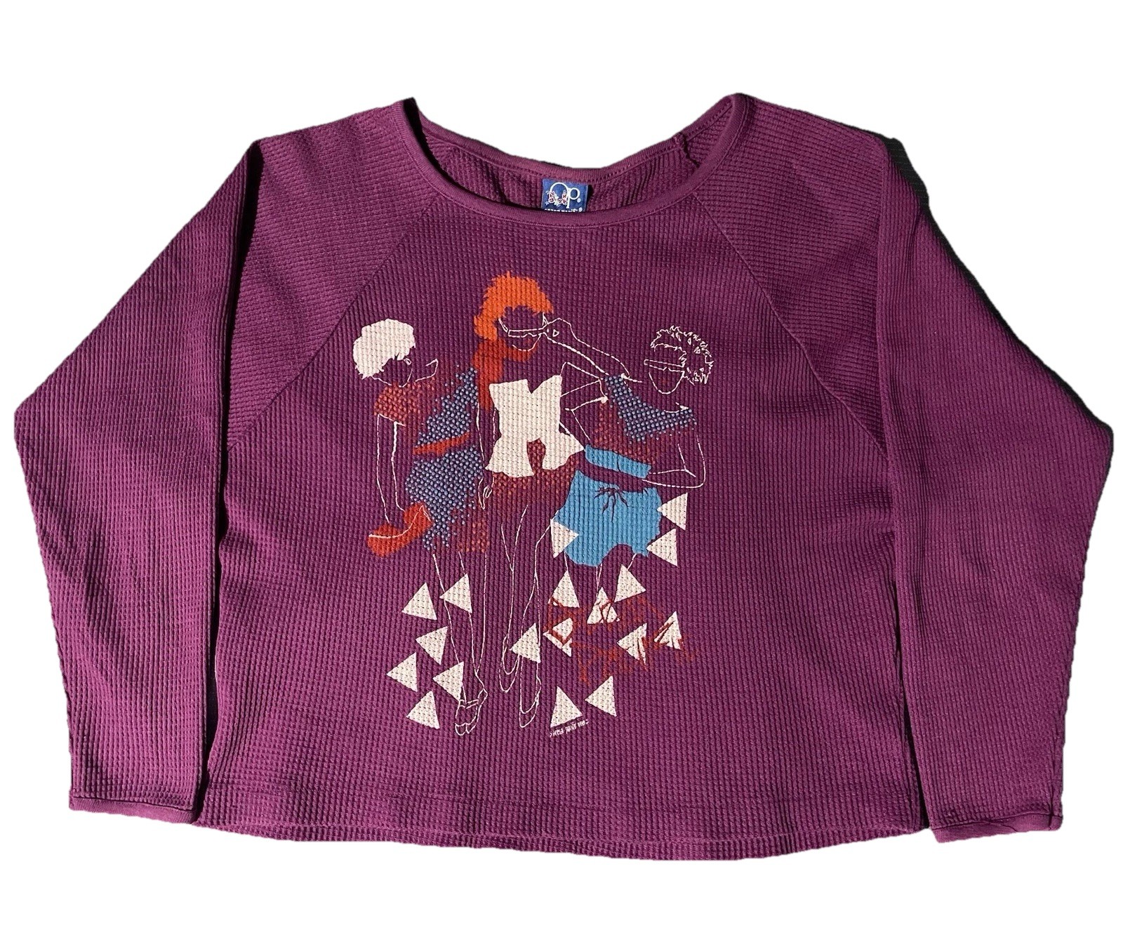 Vintage 80s 1983 OP Ocean Pacific Women’s Thermal Shirt Abstract Purple Sz Large