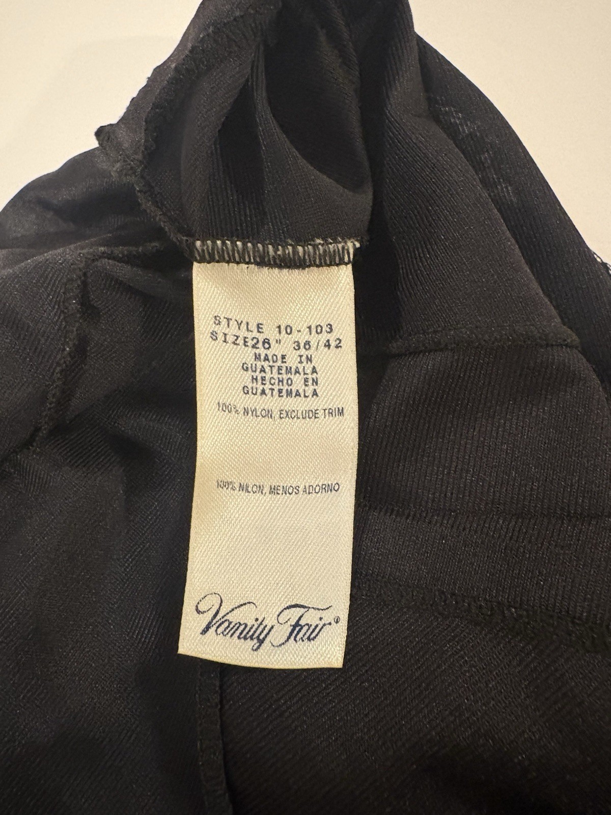 Vanity Fair Black Nylon Full-Length Slip Style 10-103 Size 26″ 36/42 Lace Trim