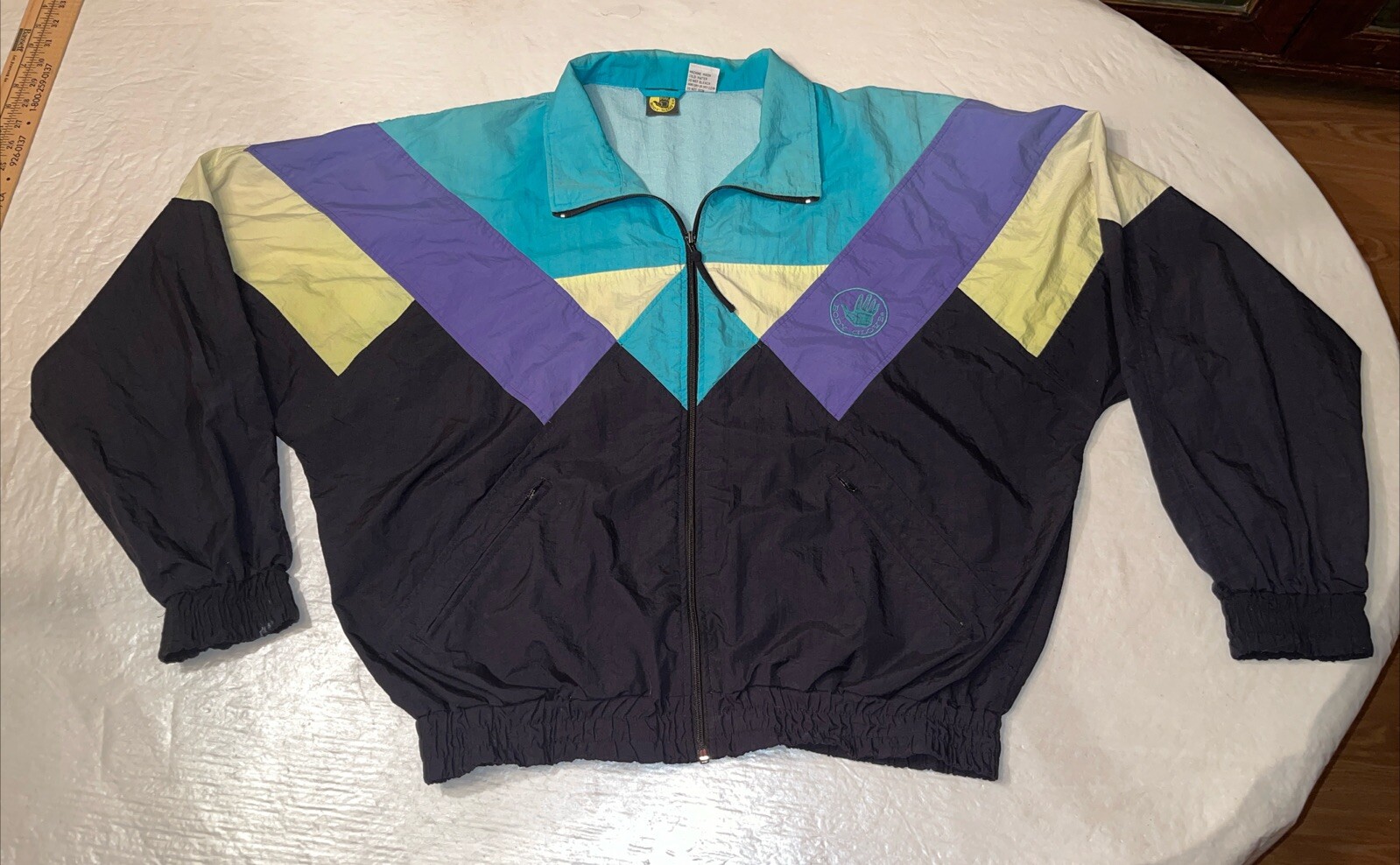 vtg 1989 Body Glove nylon XL windbreaker jacket zip color block pastel bomber
