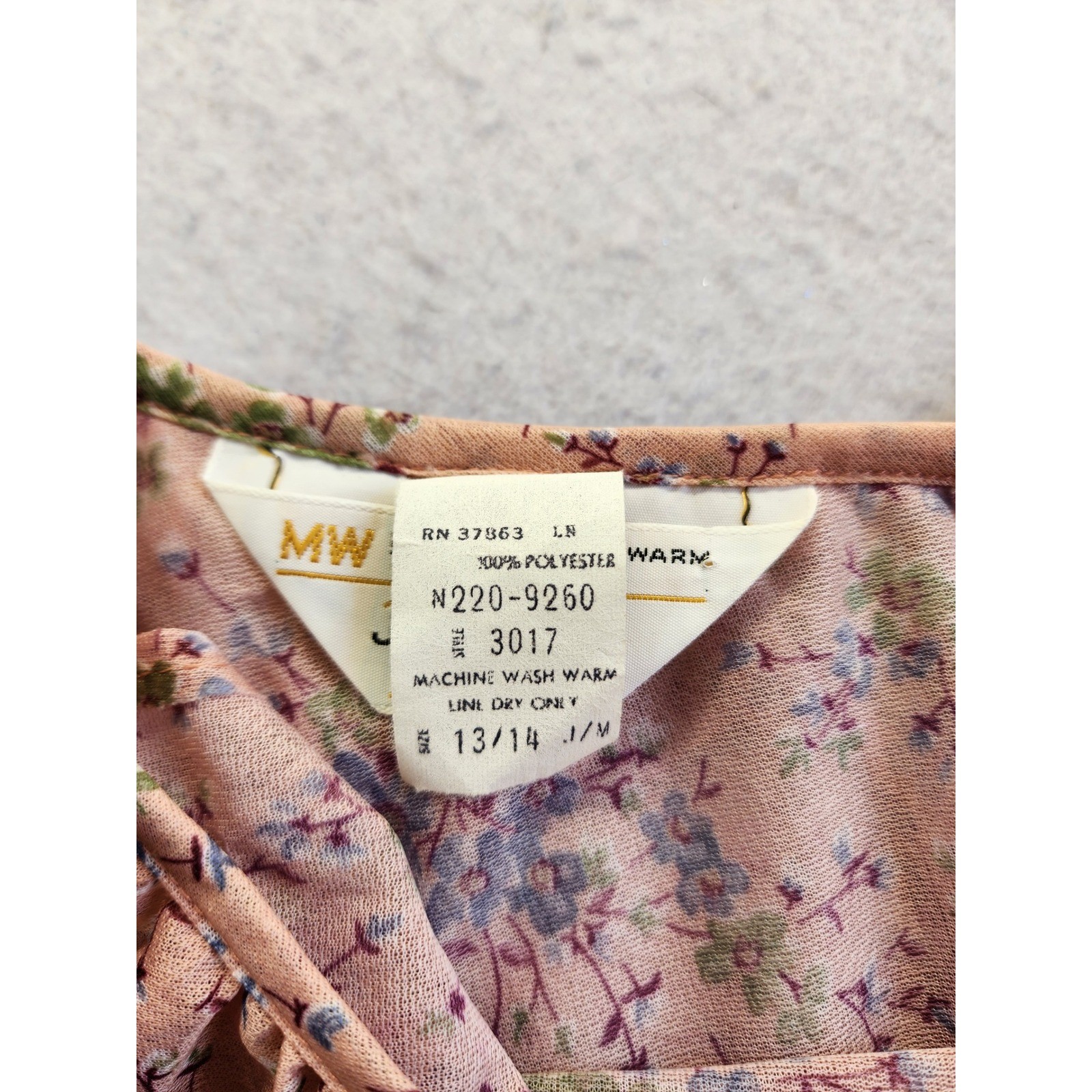 Vintage JCPenney Fashions Floral Flutter Sleeve Midi Dress Pink Size 13/14