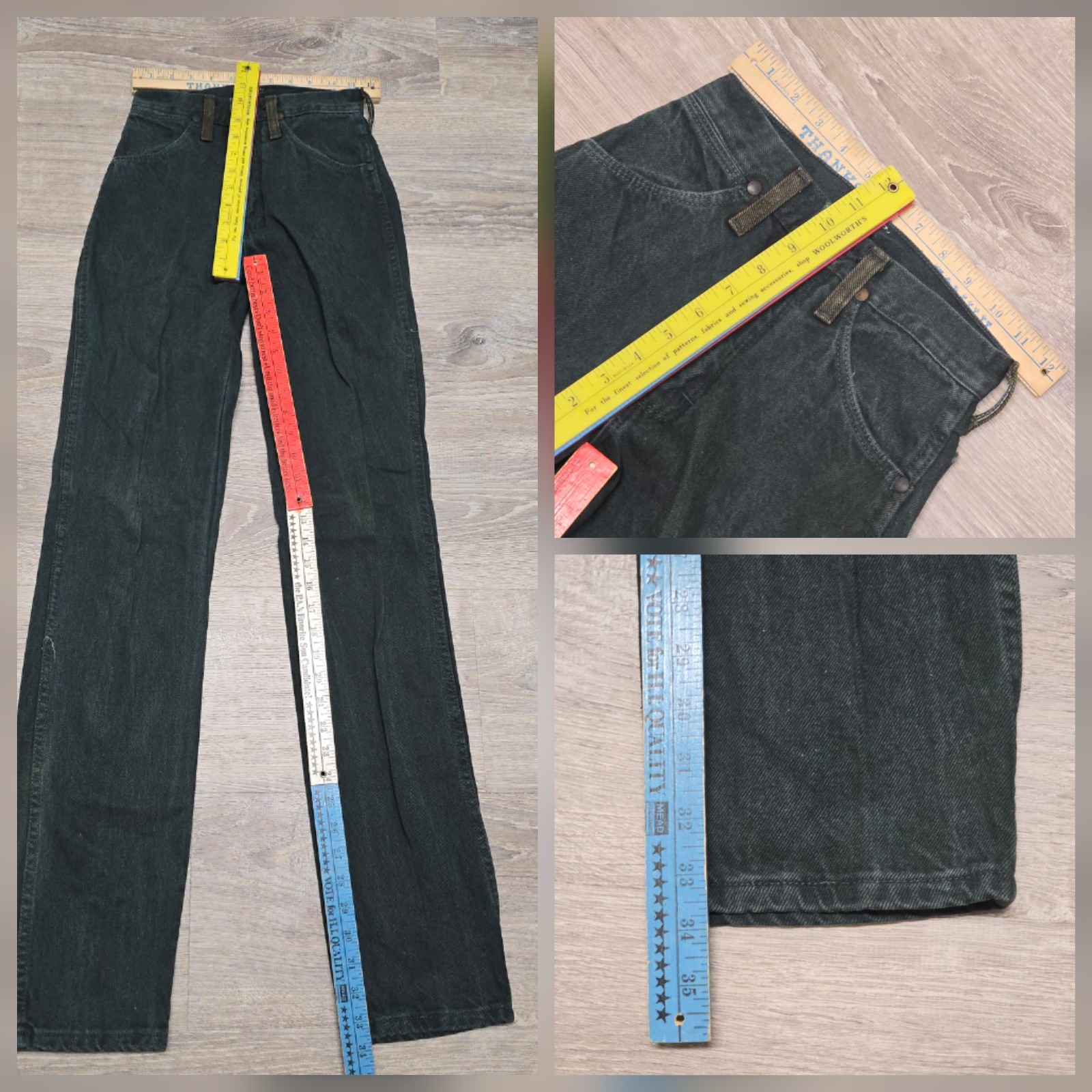 Vintage Wrangler Cowboy Cut 14MWZ Red Tag Jeans Women 0x34 Green USA Made NWT