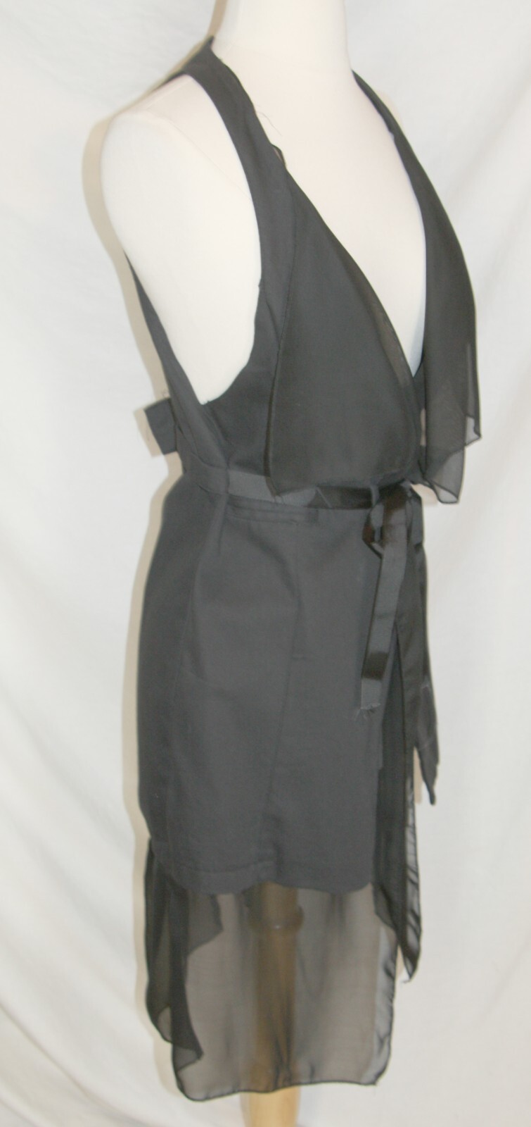 Vintage Versace Jeans Couture black tunic vest long twill sheer Rock Goth Funky