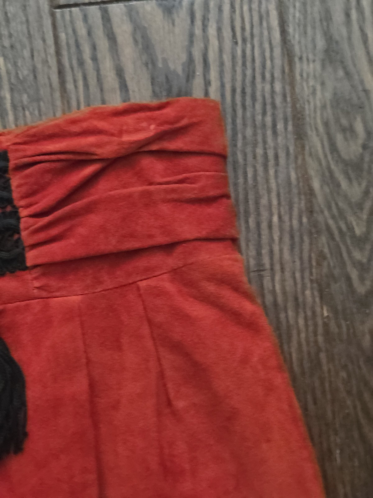 Vintage Firenze Santa Barbara Red Suede Leather High Waist Tassel Pants Women’s