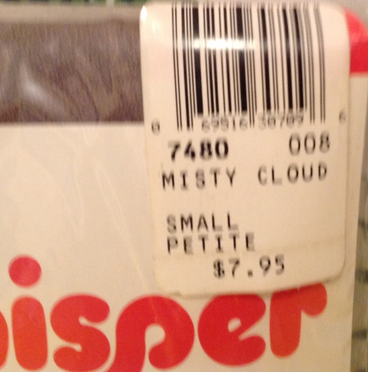 Vintage Pantyhose Whisper Full Support Color Misty Cloud Size Small BC004A