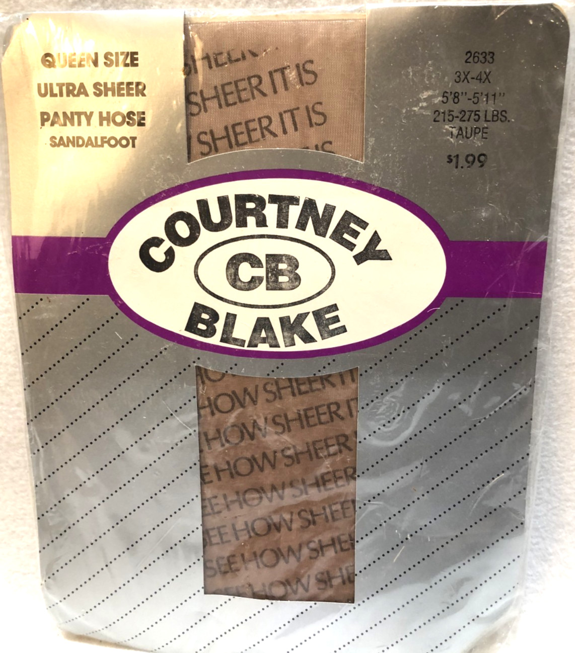 Vintage Courtney Blake Queen Size Pantyhose Taupe Size 3X-4X Sandalfoot NOS