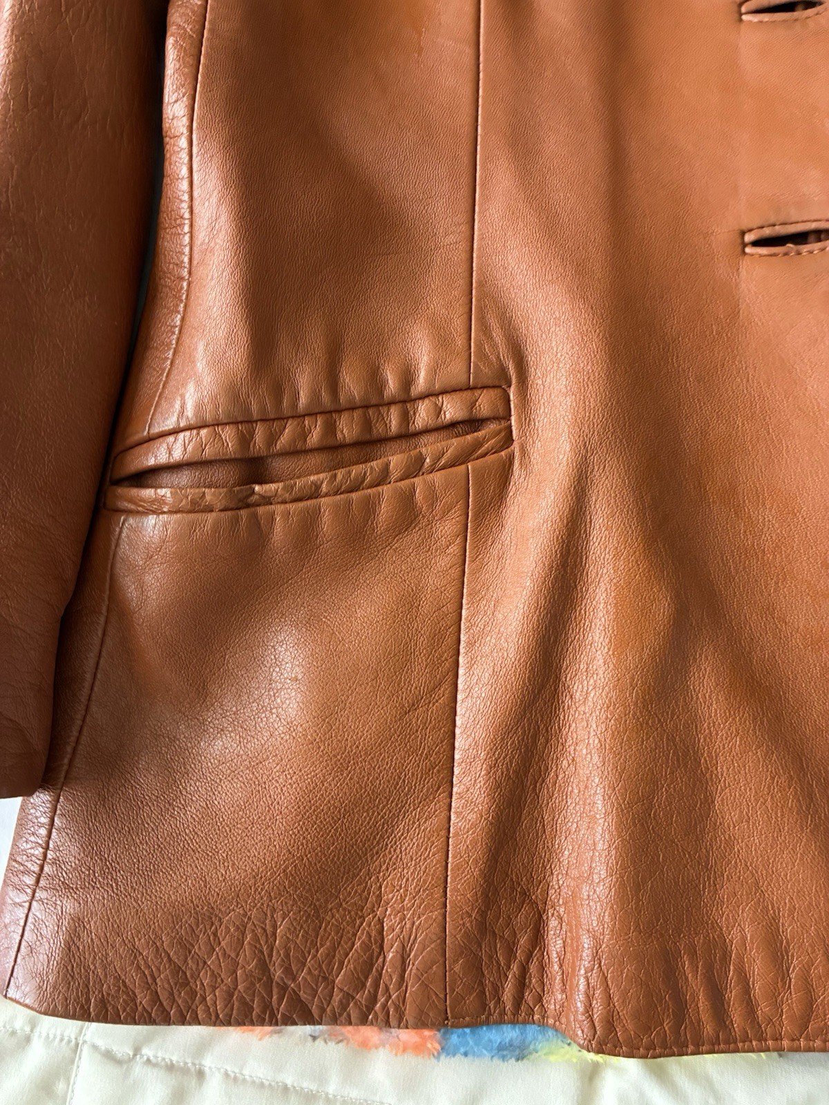 The Tannery West VTG Leather Blazer Jacket Women’s Brown Lined