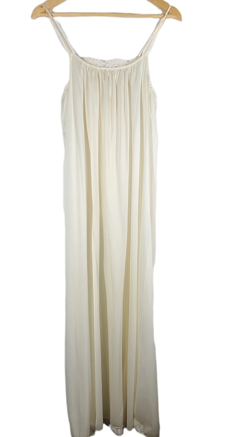 Sears slip dress Womens S (8/10) Ivory Full Nylon Silky Lingerie Sexy