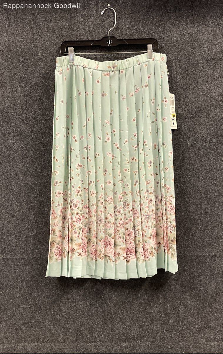 Vintage 90s Jantzen Classics Women’s Mint Floral Pleated Midi Skirt NWT Sz 18
