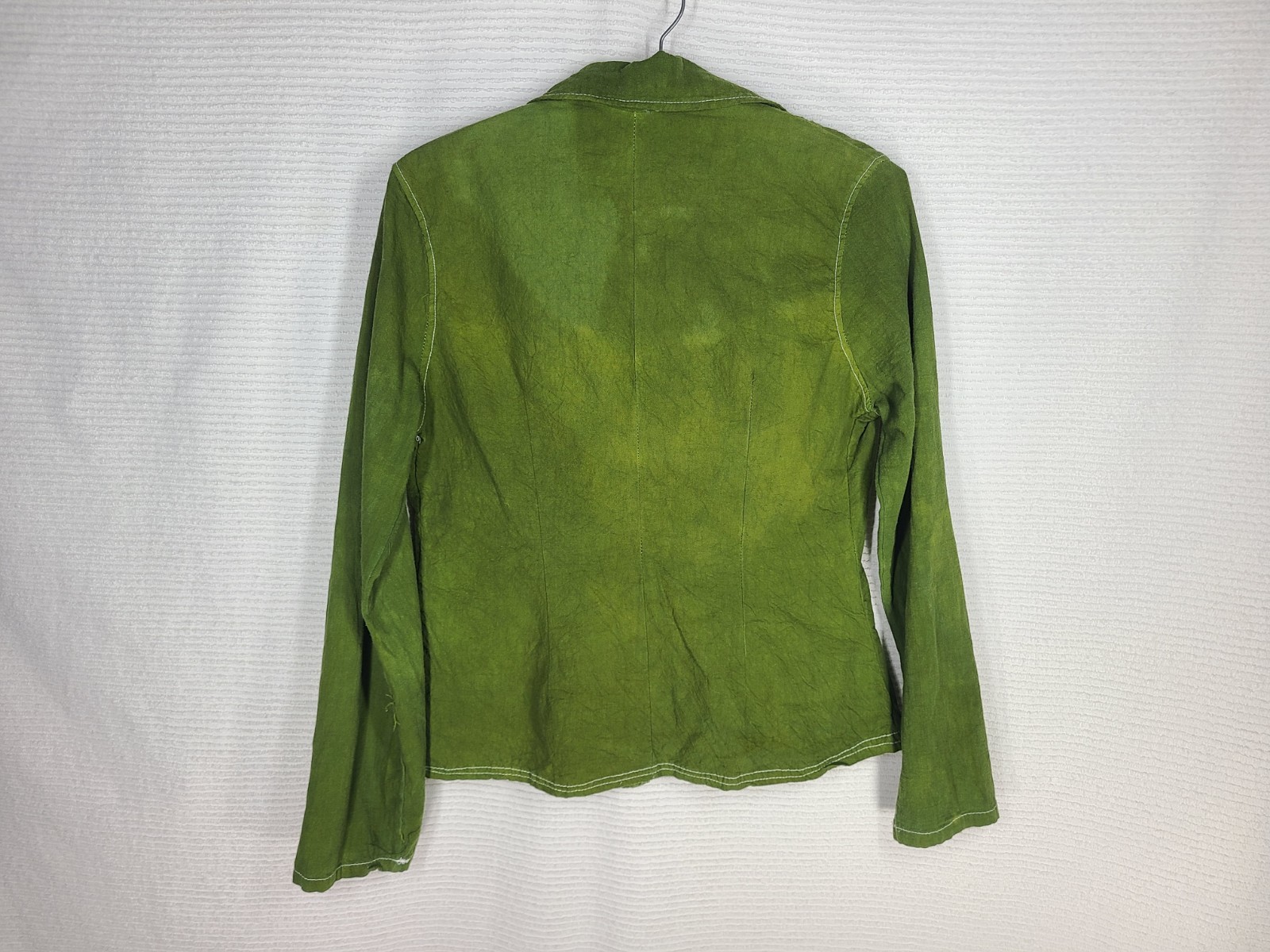 Vintage Embroidered Cotton Shirt M L Hand Dyed Boho Purple Flower Western Boho