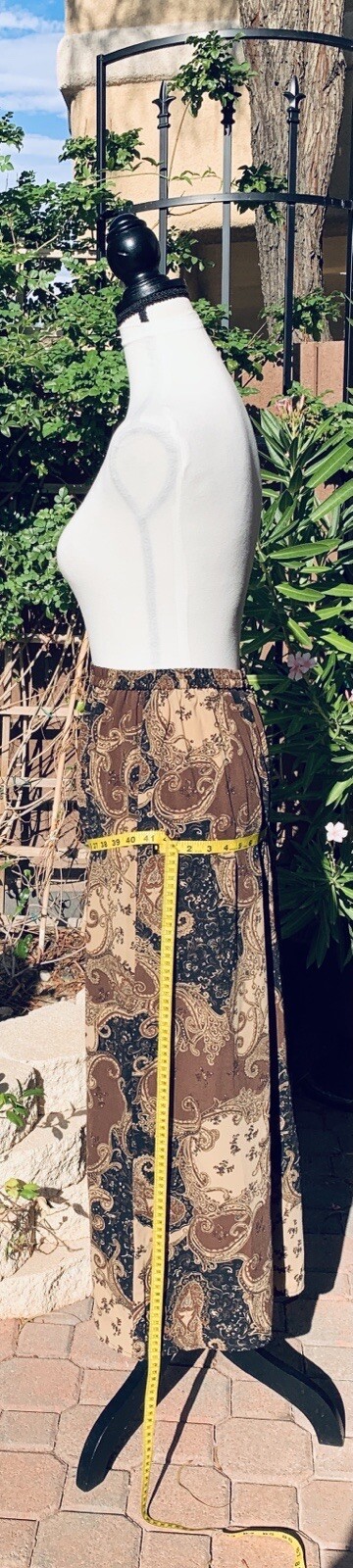 Skirt Brown Vintage Laura Scott Plus Size:16W Brown w/Black Swirl Multi-Print